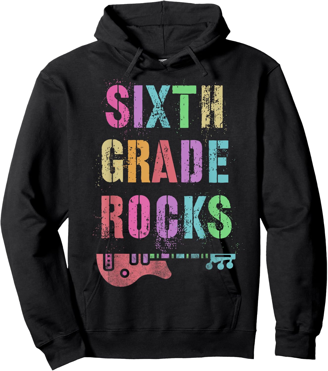 6th GRADE ROCKS Testing Teacher Rockstar Team Sixth Grader Women Girls Kids Hoodie - Hoodie | Black