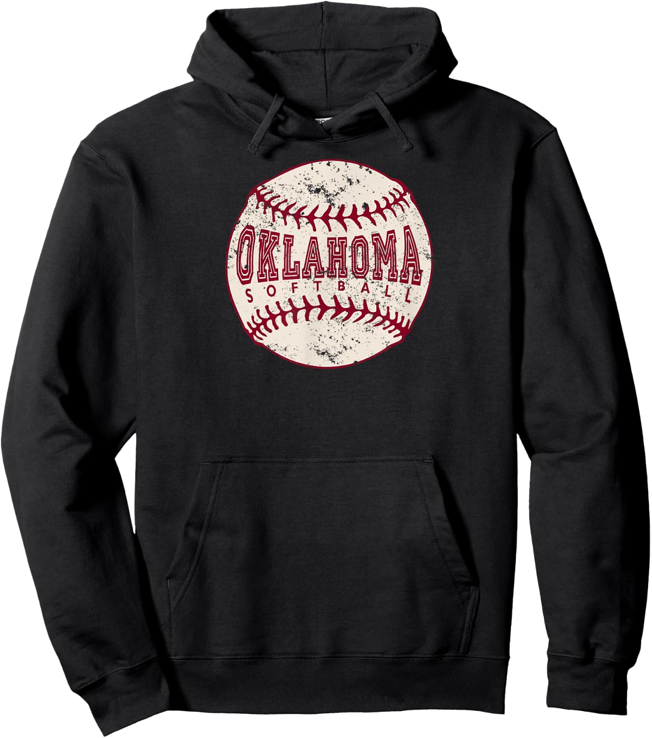 Vintage Oklahoma Softball Ball Hoodie - Hoodie | Black