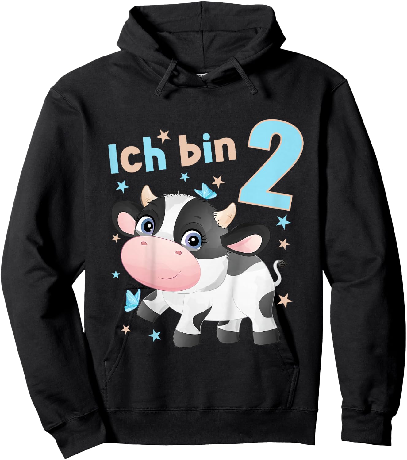 2 Jahre alt Ich bin 2 Kühe Kuh Kälbchen 2. Geburtstag Hoodie - Hoodie | Black