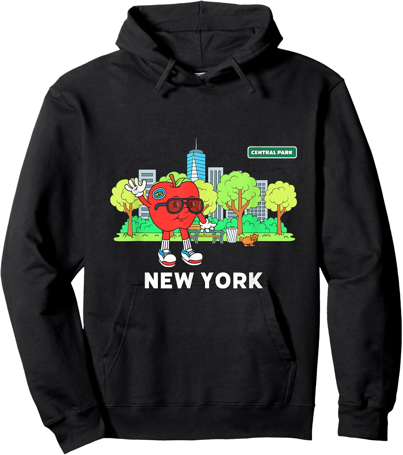 Big Apple Vibes Cool Cartoon New York Character Hoodie - Hoodie | Black