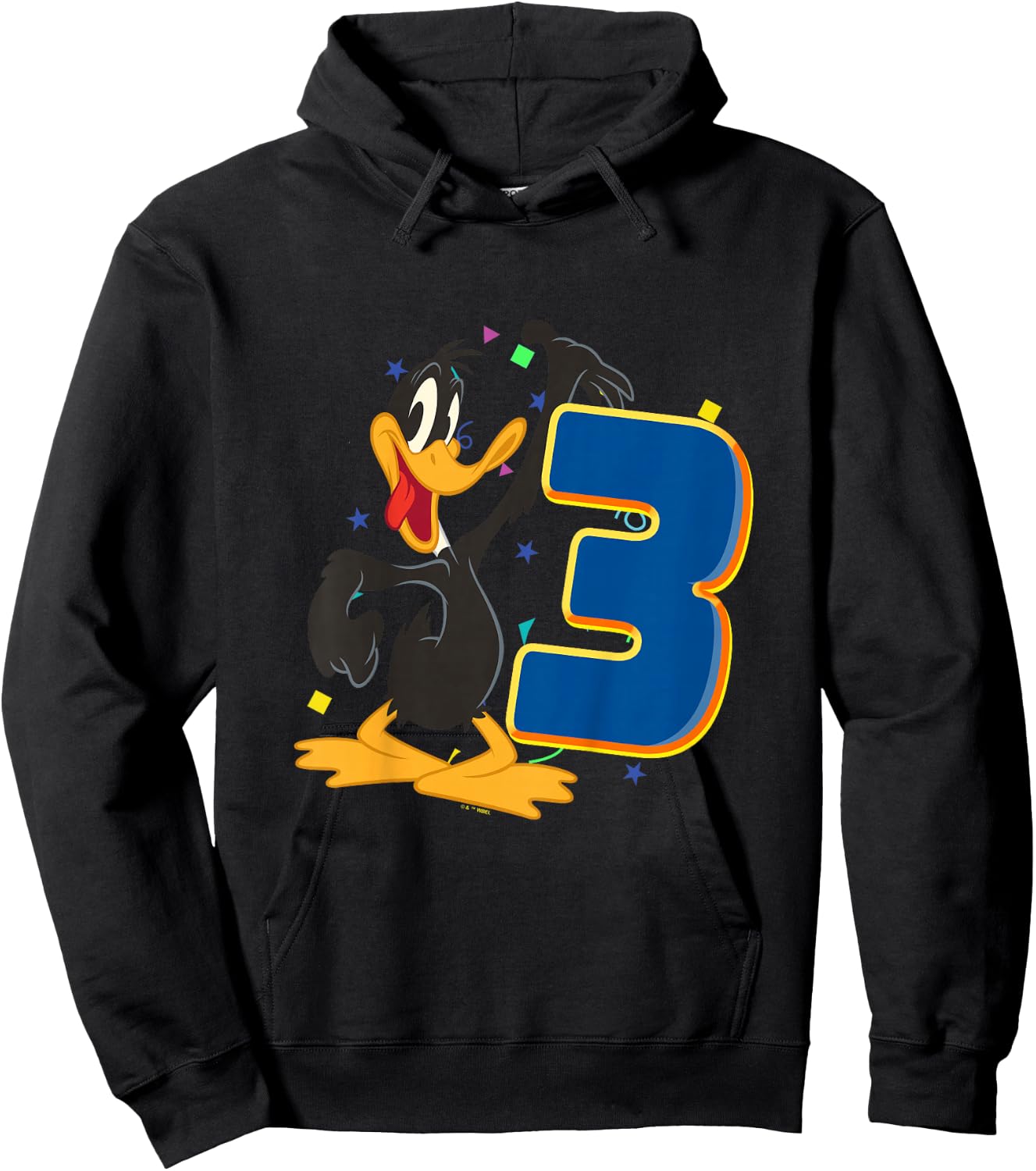 Kids Looney Tunes 3rd Birthday Daffy I'm Three Hoodie - Hoodie | Black