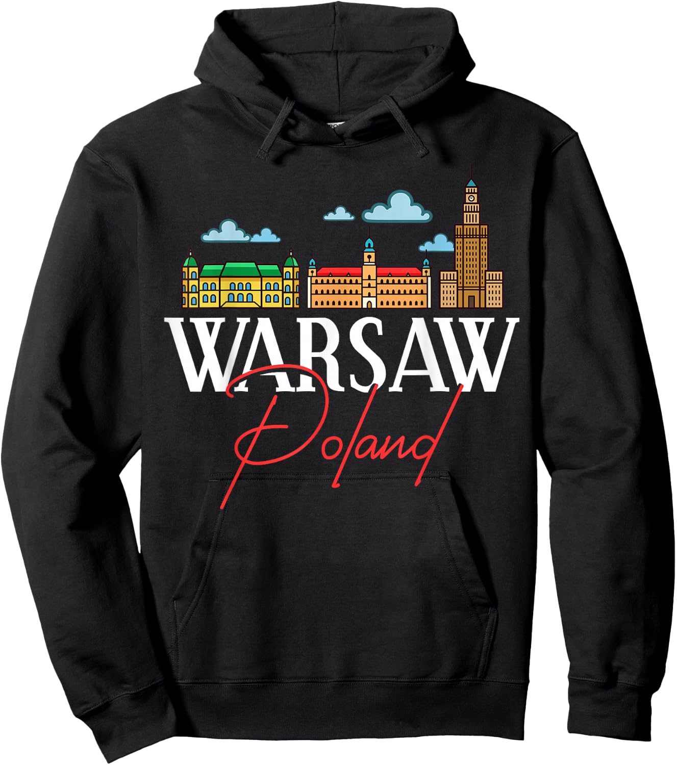 Warsaw Poland City Skyline Map Travel Hoodie - Hoodie | Black