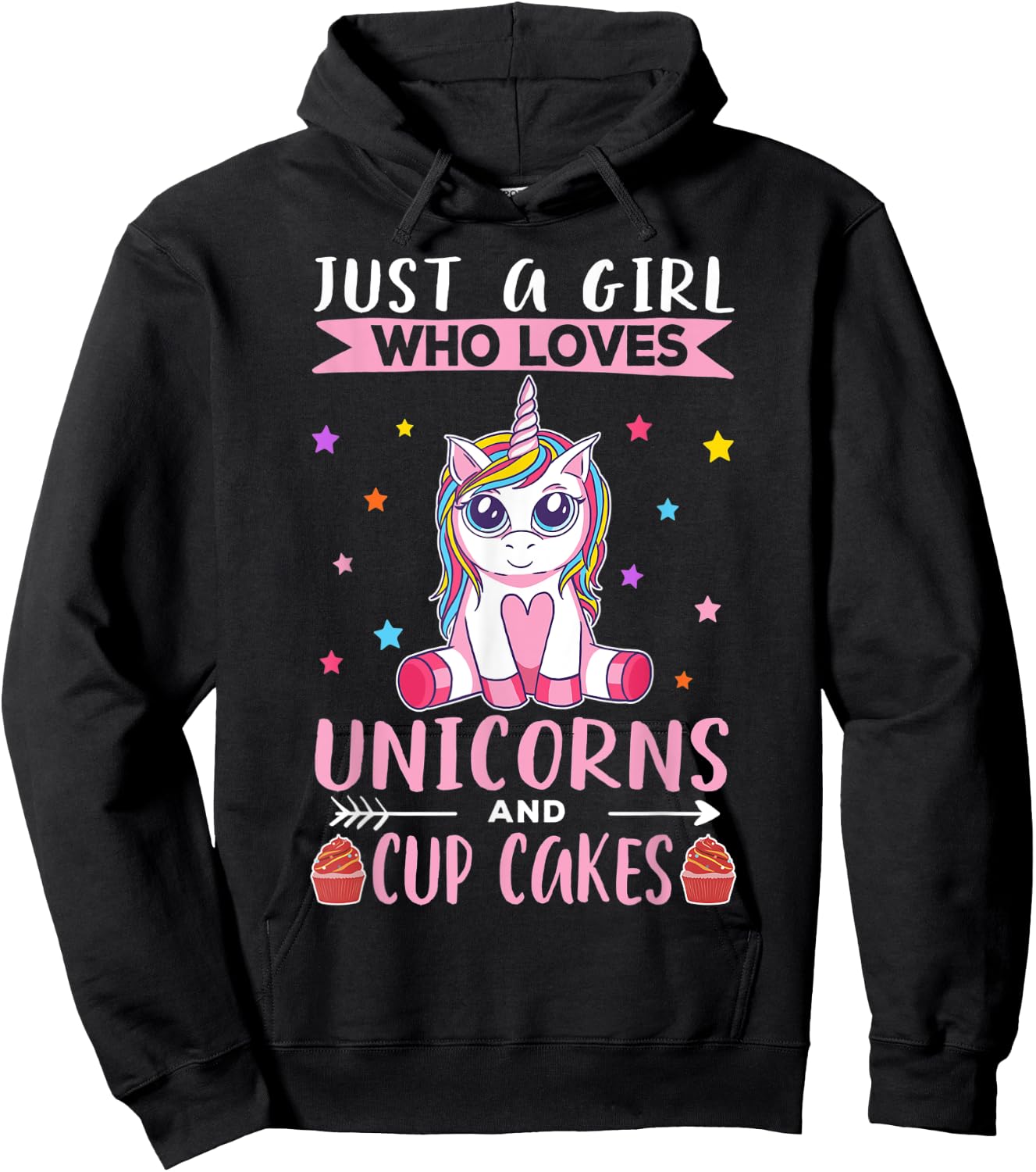 Just A Girl Who Loves Unicorns And Cupcakes Cup Cake Unicorn Hoodie - Hoodie | Black