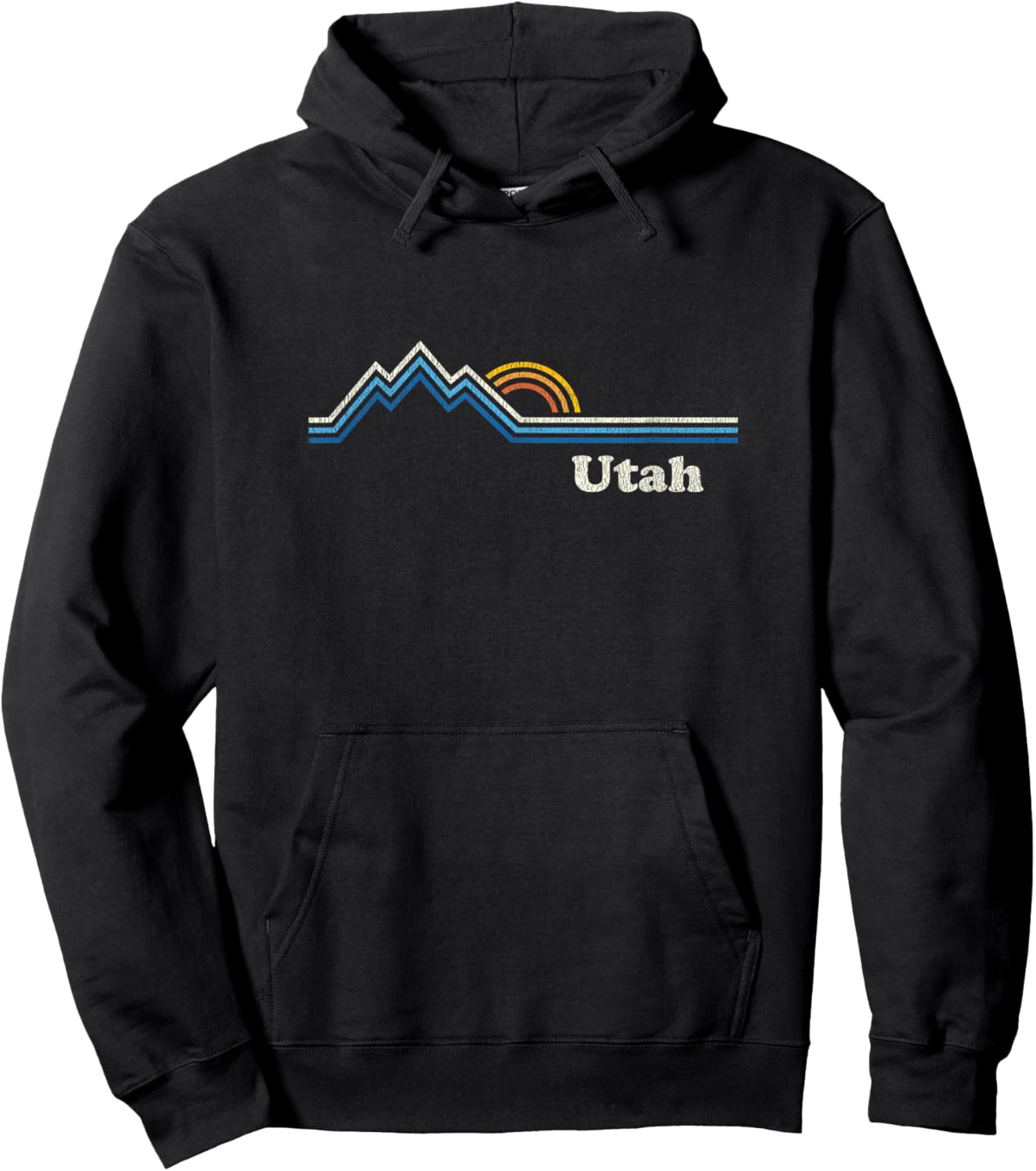 Retro Utah T Shirt Vintage Sunrise Mountains Design Hoodie - Hoodie | Black