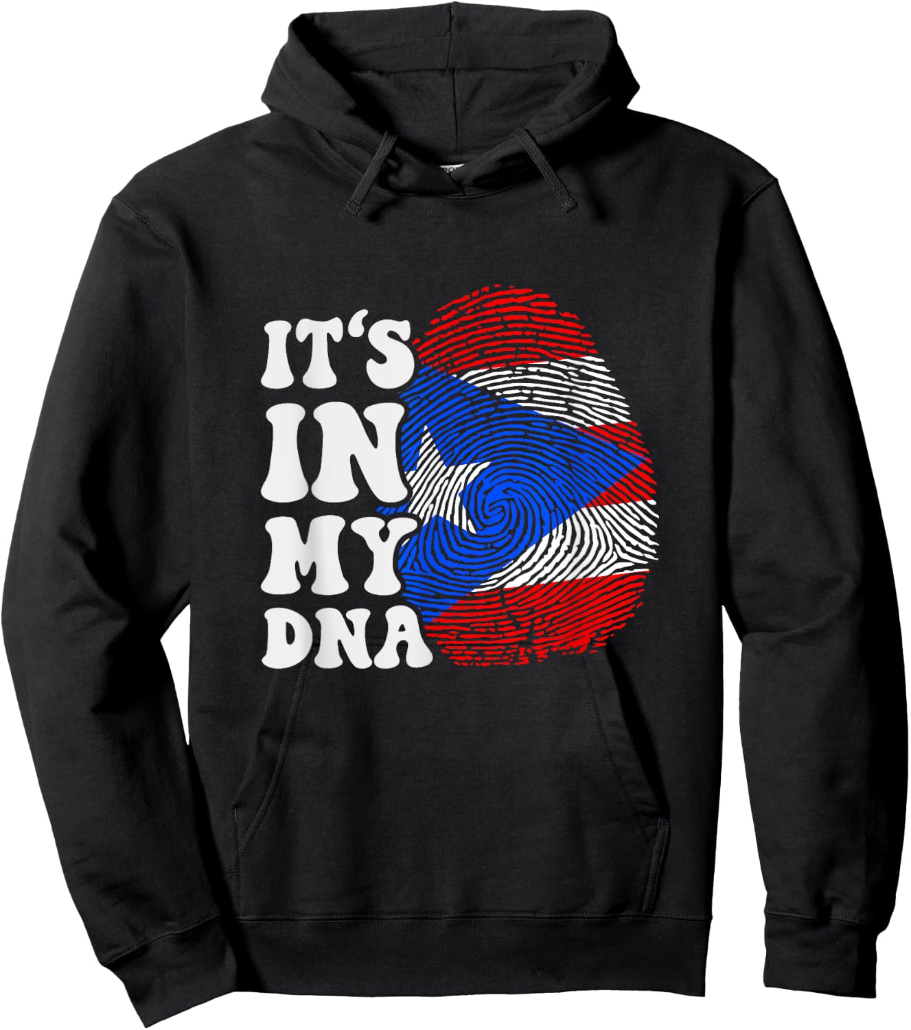 Funny it's in my DNA Puerto Rico flag Fingerprint Hoodie - Hoodie | Black
