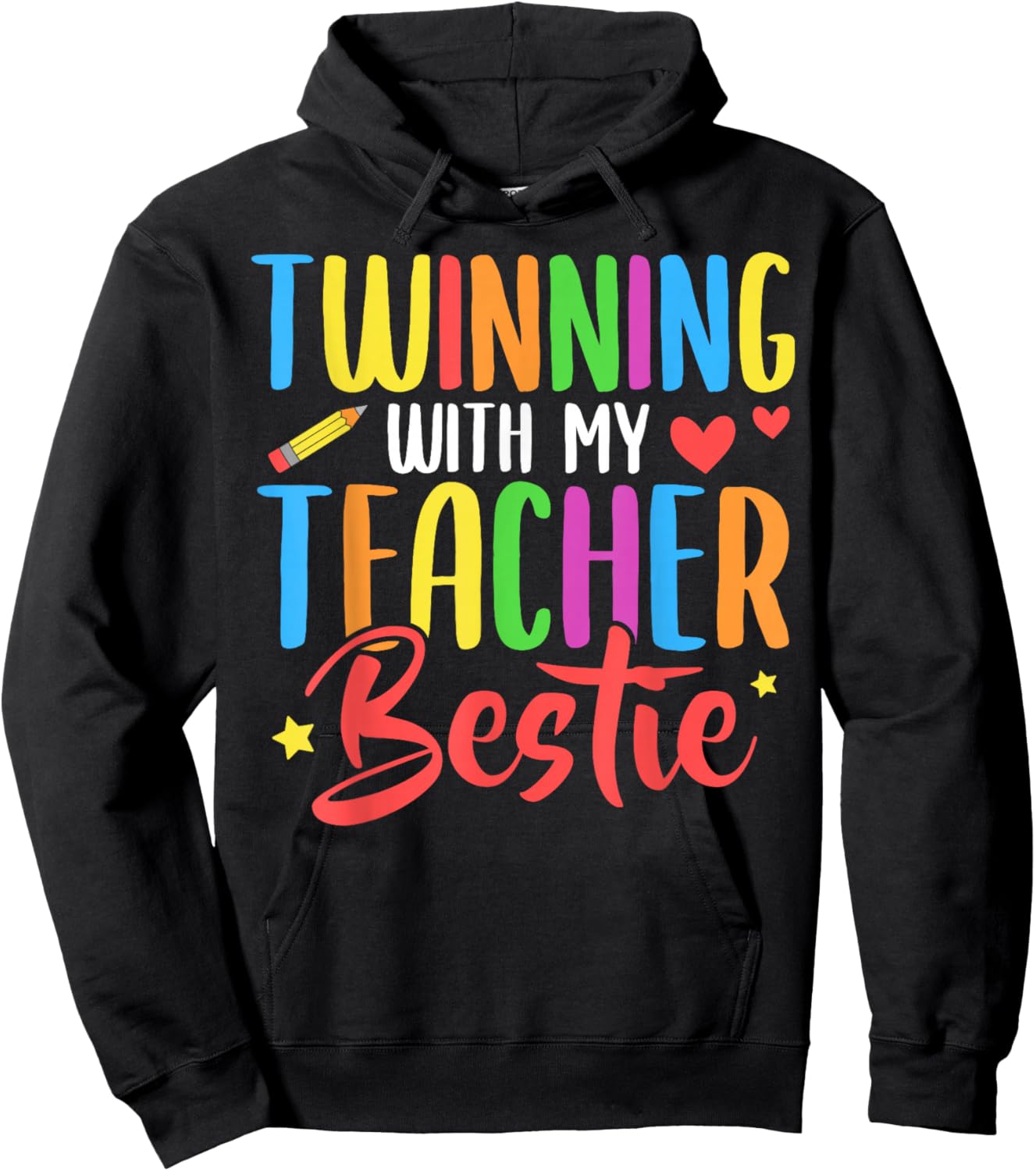 Twinning With My Teacher Bestie Twin Day Matching Hoodie - Hoodie | Black