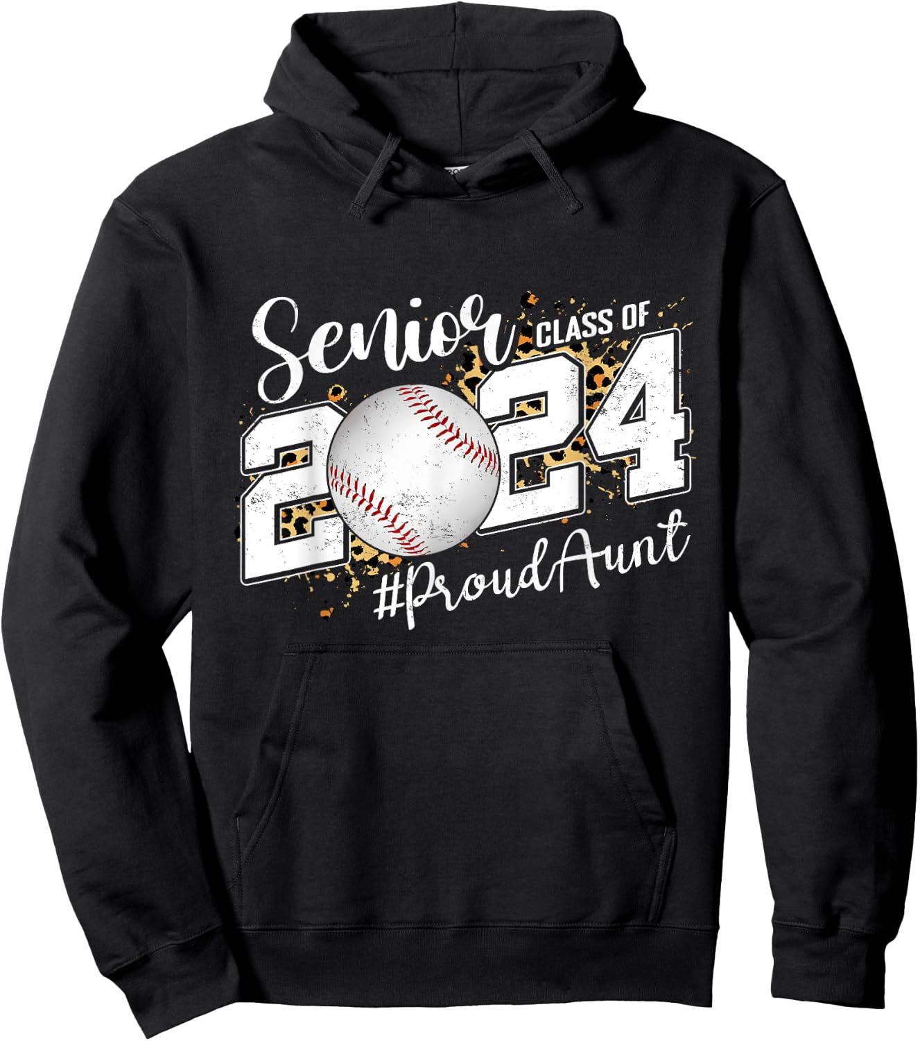Proud Senior Aunt Class Of 2024 Baseball Graduation Hoodie - Hoodie | Black