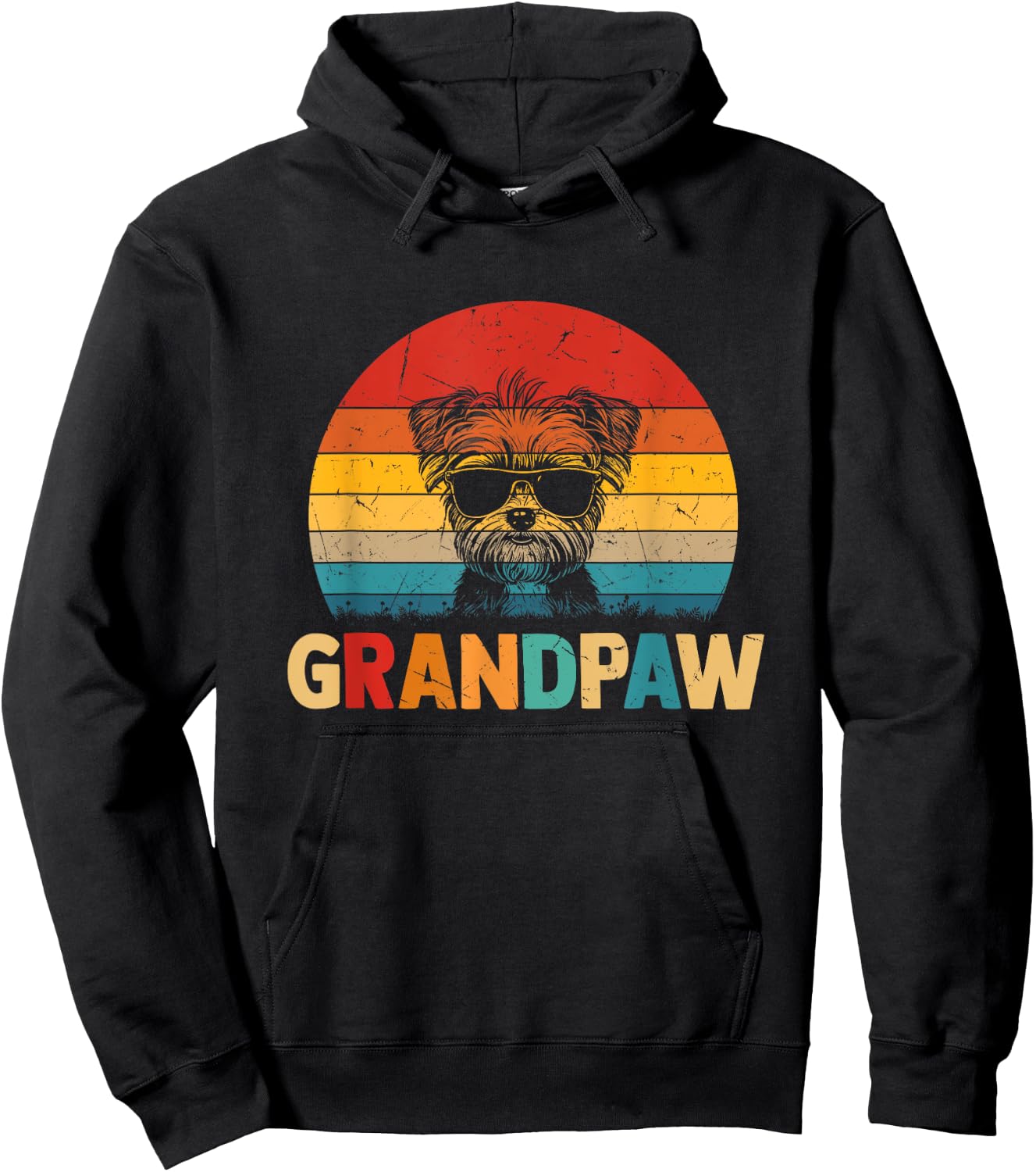 Funny Grandpaw Retro Vintage Morkie Lovers Grandpa Fathers Hoodie - Hoodie | Black