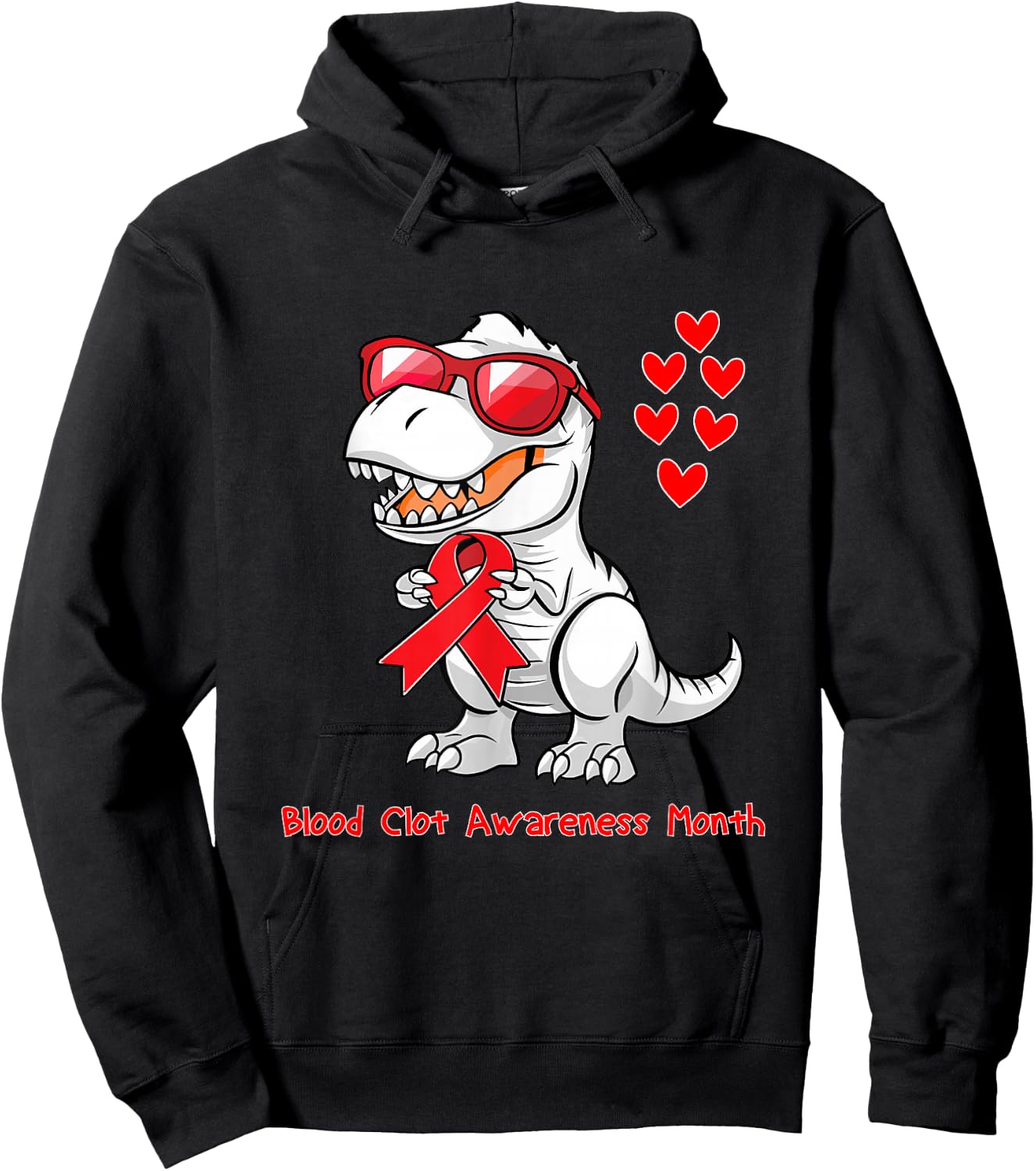 T-rex Dinosaur Blood Clot Awareness Day Dino Toddlers Hoodie - Hoodie | Black