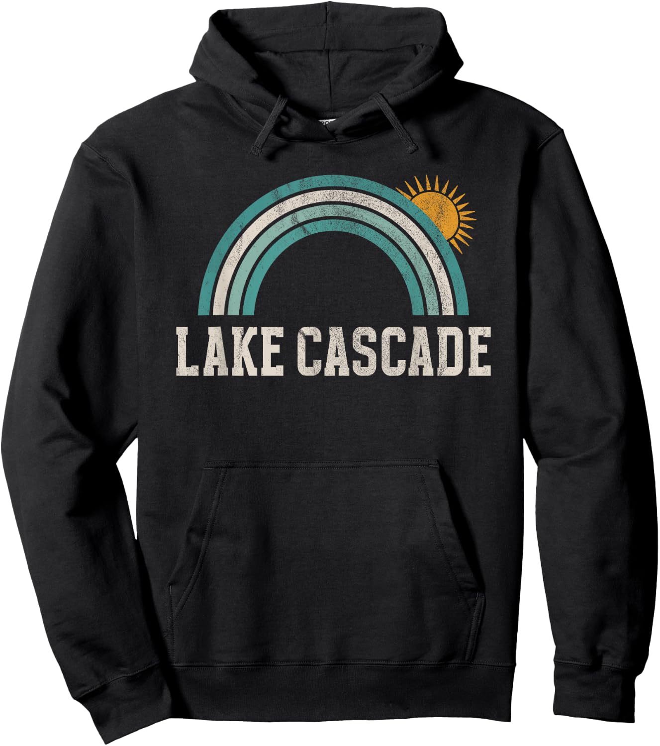 Lake Cascade Idaho Outdoors Vintage Hoodie - Hoodie | Black