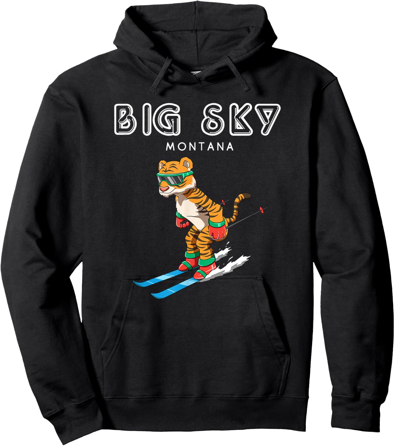 Big Sky Montana - Funny Ski Tiger Hoodie - Hoodie | Black
