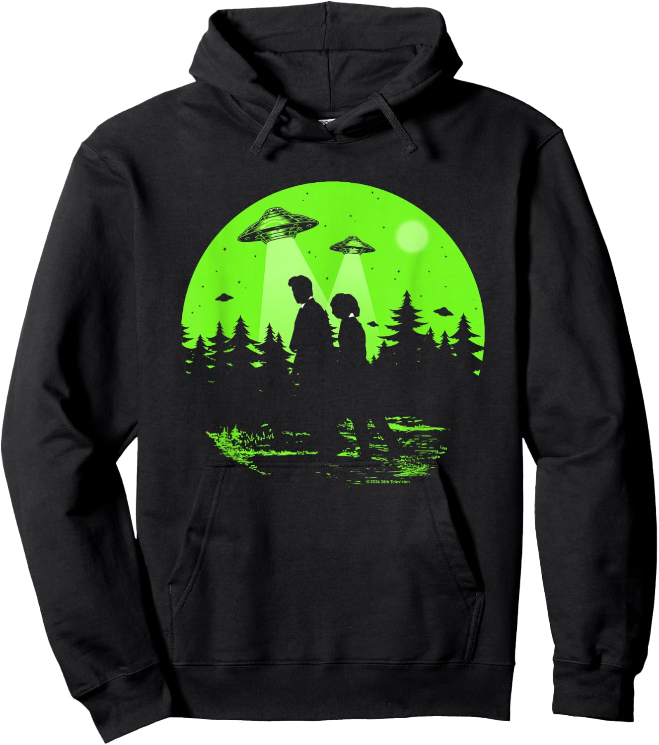 X-Files Mulder & Scully Silhouettes In The Woods , Black, S Hoodie - Hoodie | Black