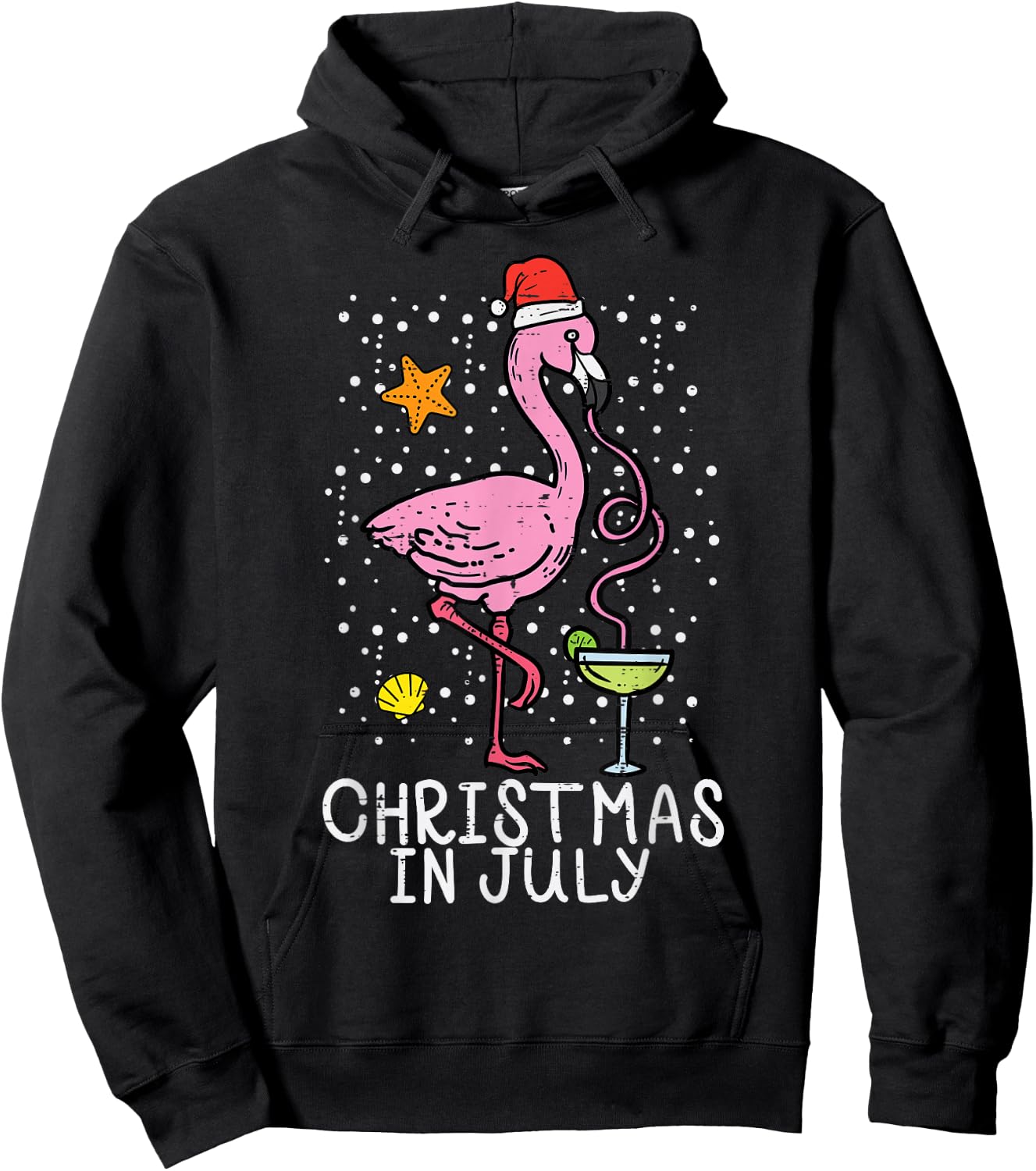 Christmas In July Flamingo Santa Summer Xmas Women Men Kids Hoodie - Hoodie | Black