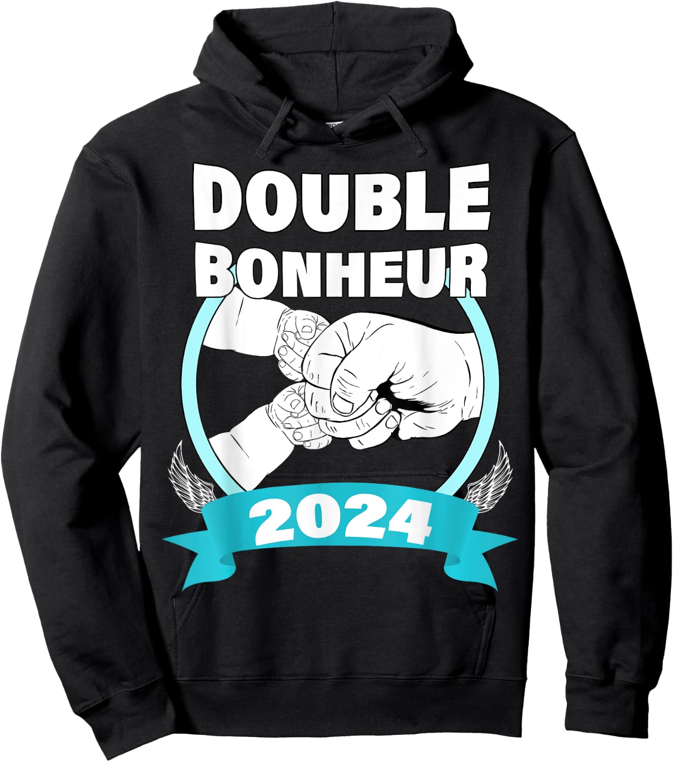 Announcement Pregnancy Baby Daddy Of Twins Double Happiness 2024 , Black, S Hoodie - Hoodie | Black