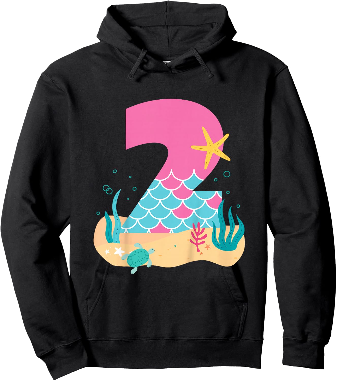 Kids Cute 2nd Birthday Outfits for Girls Mermaid 2 Year Old Hoodie - Hoodie | Black