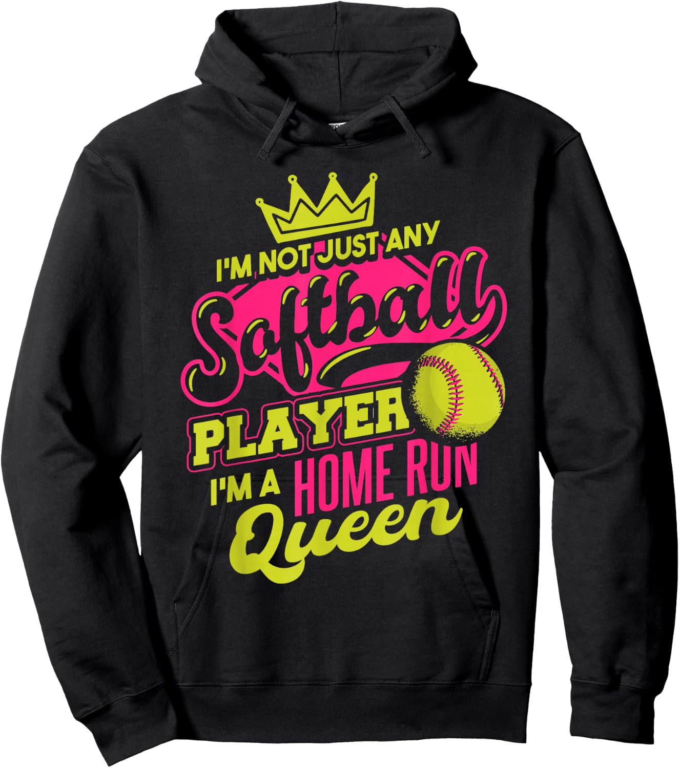 Softball I'm A Home Run Queen Hoodie - Hoodie | Black