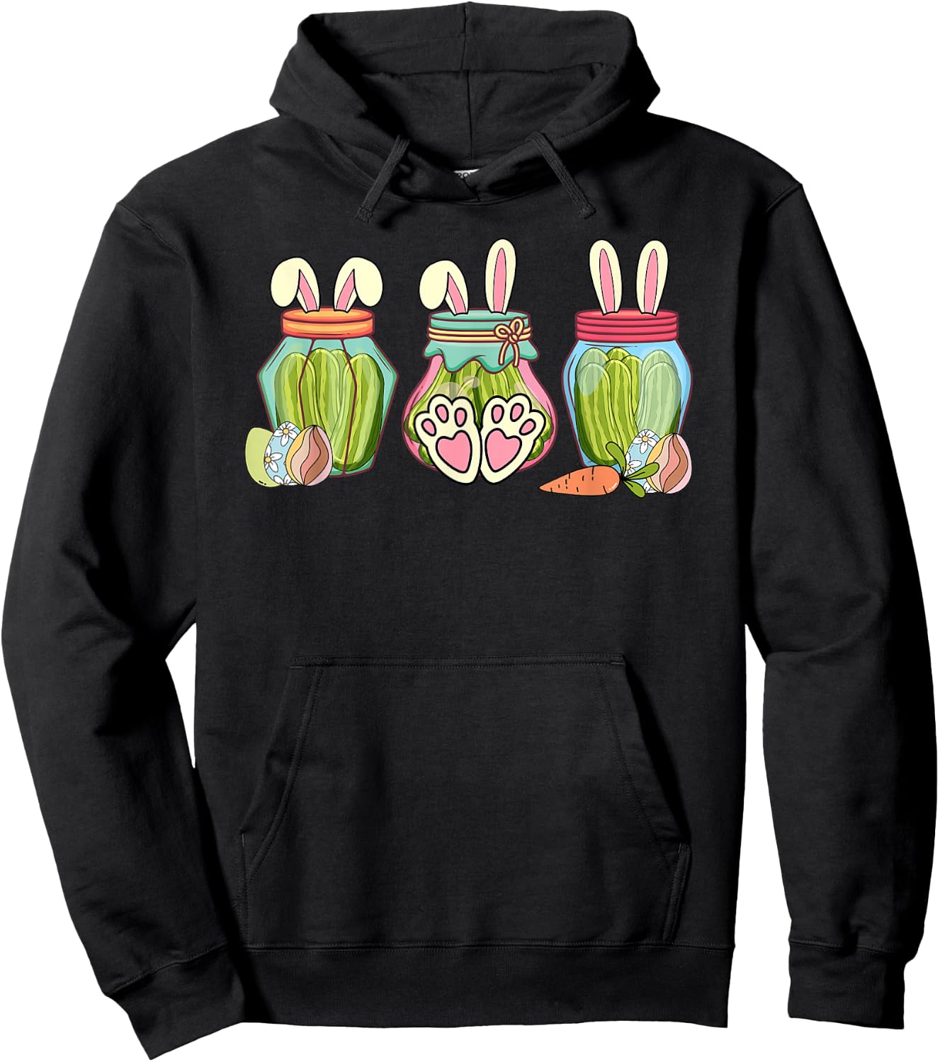 Easter pickle bunnie funny pickle lovers easter pickles Hoodie - Hoodie | Black