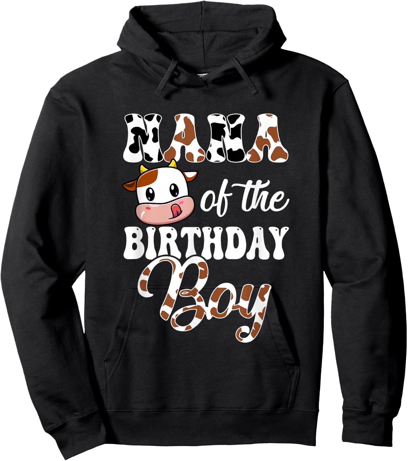 Nana Of The Birthday Boy Cow Farm 1St Birthday Boy Hoodie - Hoodie | Black