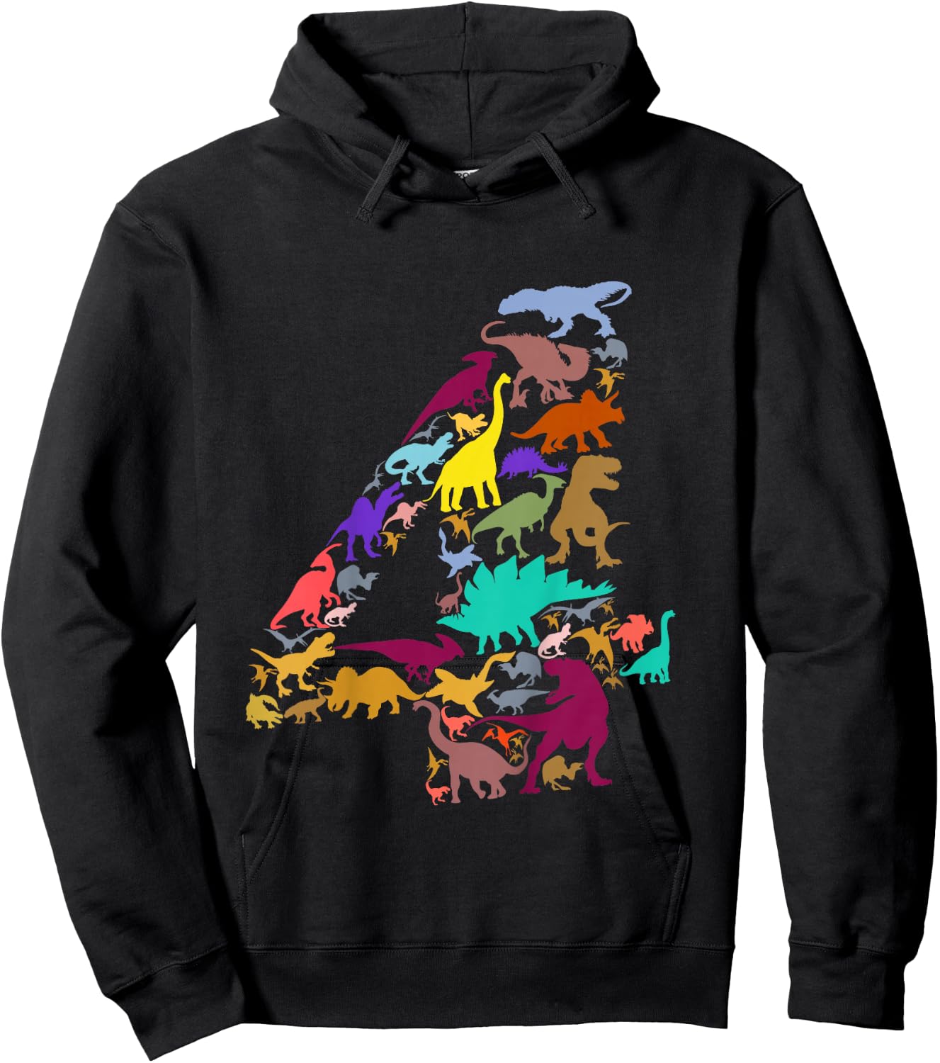 Kids Dinosaur 4th Birthday Boy 4 Years T-Rex Party Rawr I'm 4 Hoodie - Hoodie | Black
