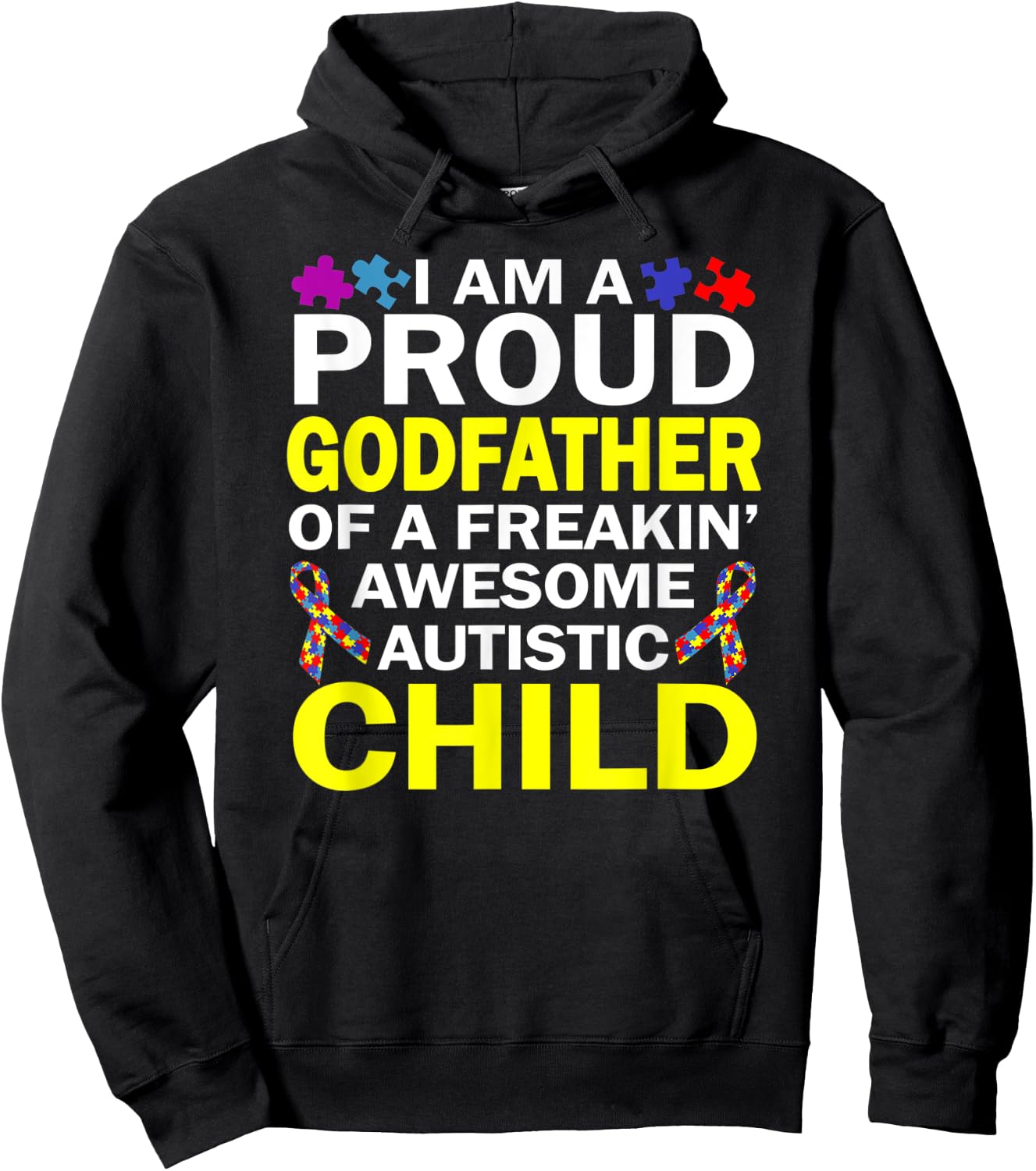 I'm A Proud Godfather Autistic Child Autism Awareness Month Hoodie - Hoodie | Black