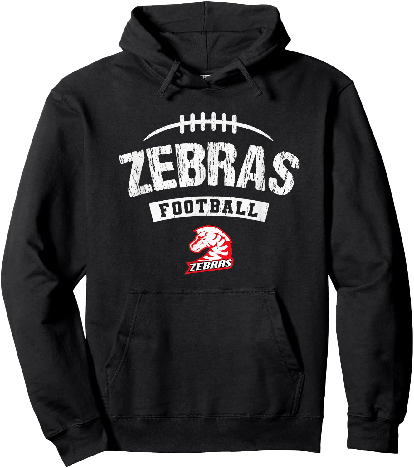 Claremore Zebras Logo Football Distressed HS Hoodie - Hoodie | Black
