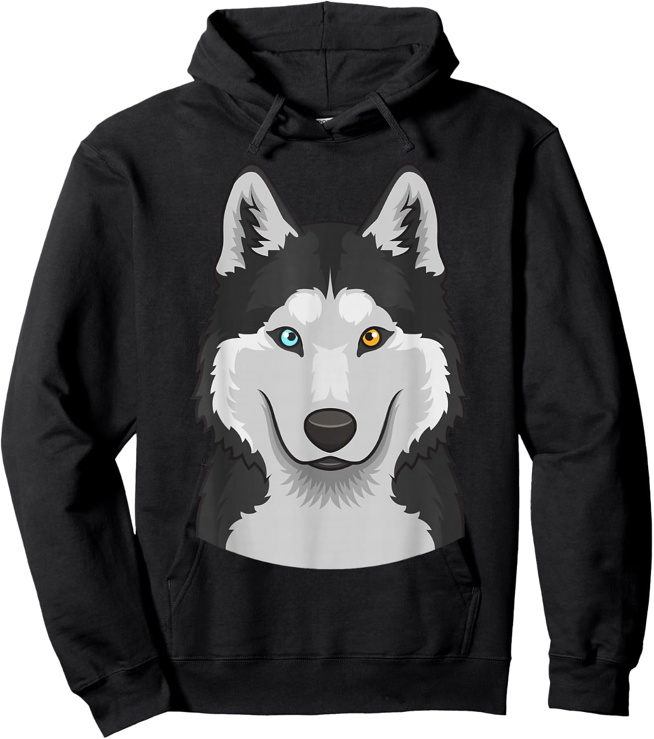 Siberian Husky face cute blue-brown eyes dog Hoodie - Hoodie | Black