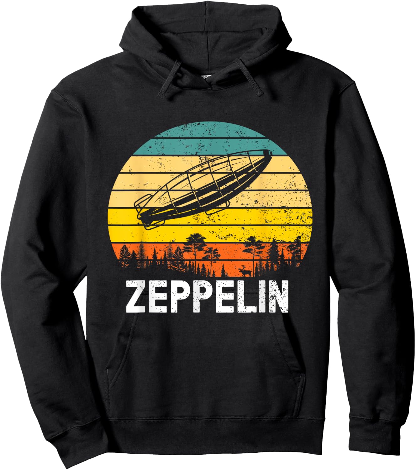 Retro Zeppelin 70s Dirigible Blimp Airship Zepelin Zepplin Hoodie - Hoodie | Black