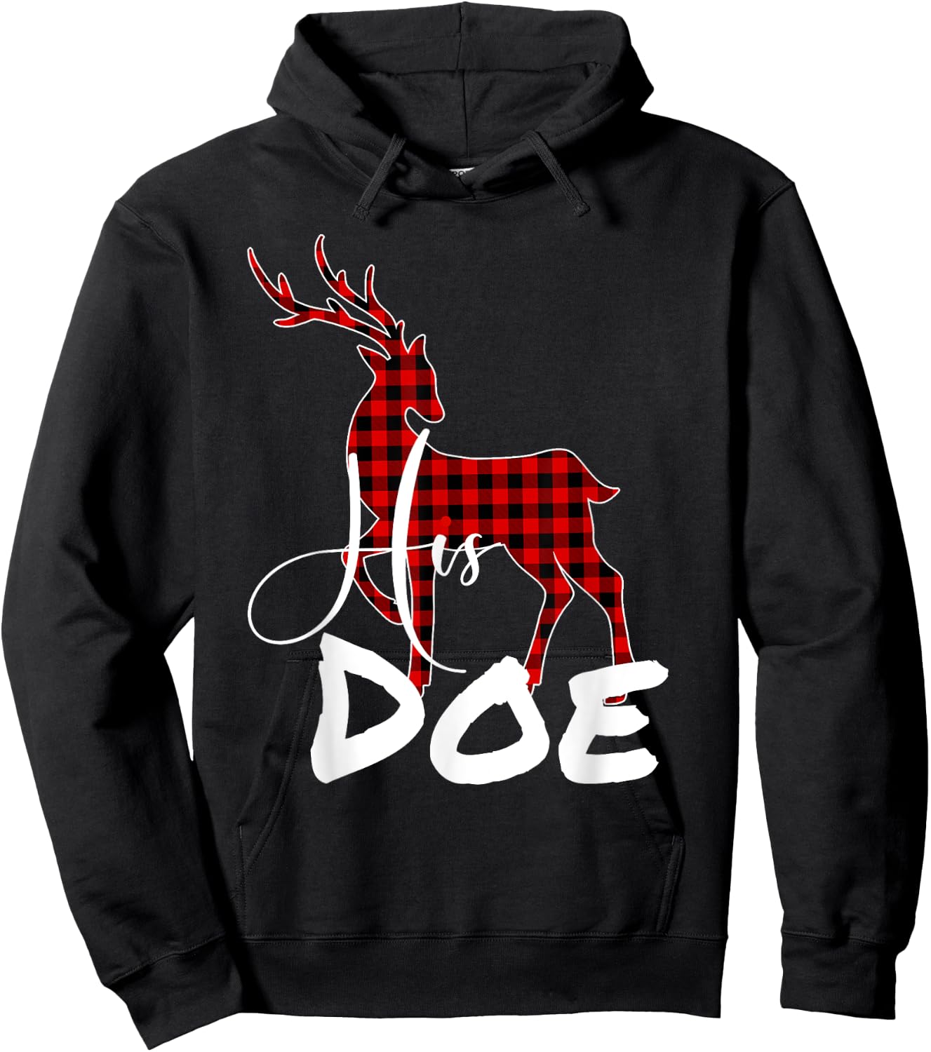 Funny Couples Christmas pj Pajamas His Doe Hoodie - Hoodie | Black