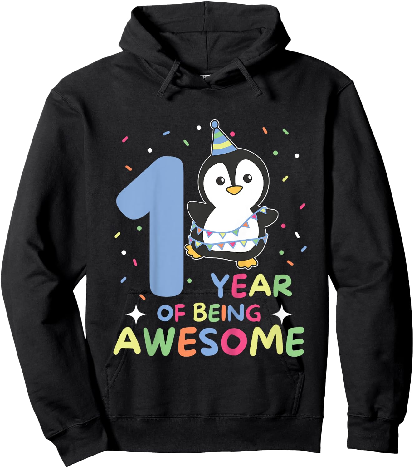 Penguin For 1st Birthday For Children One Year Old Penguin Hoodie - Hoodie | Black