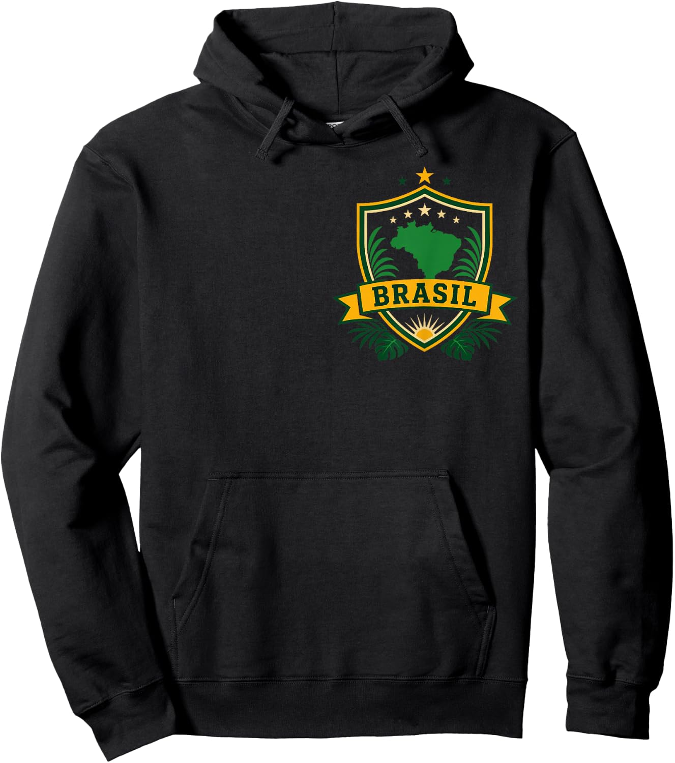 Brasil Tropical Pride Vintage Emblem Hoodie - Hoodie | Black