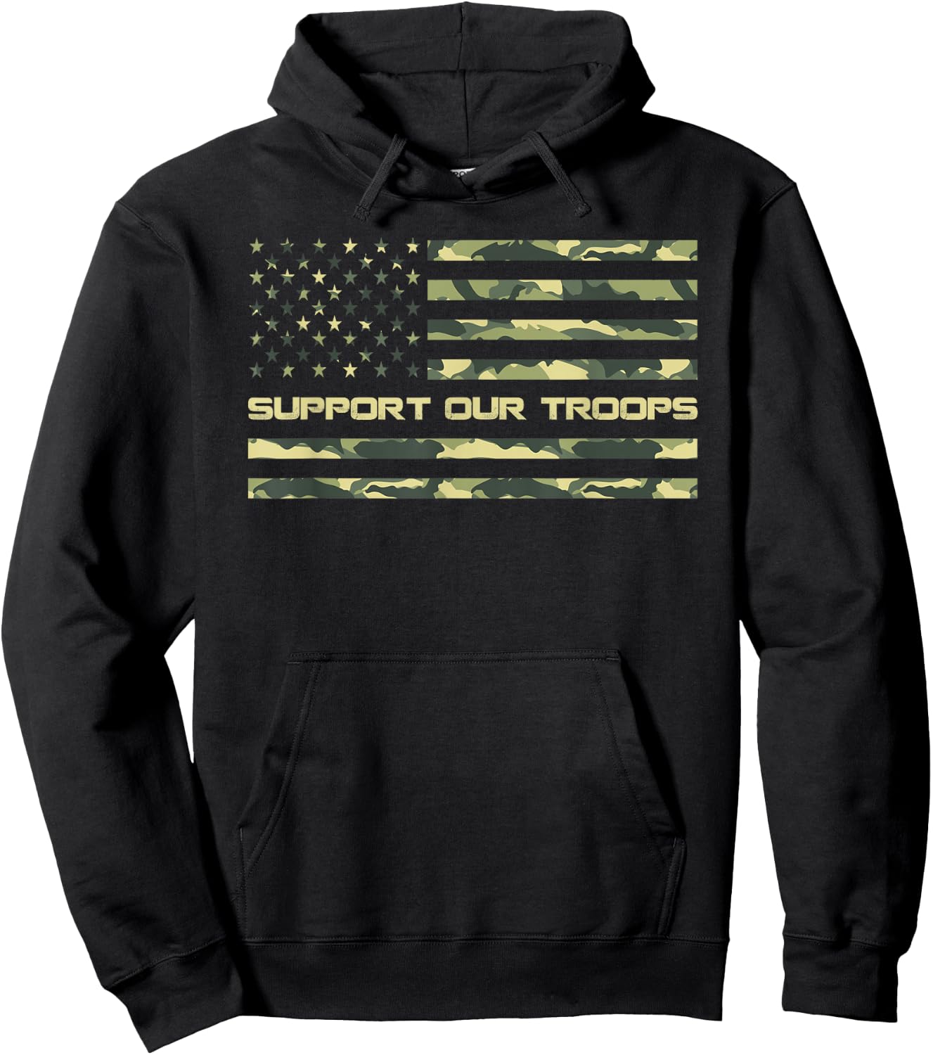 Support Our Troops Military Camo Flag Hoodie - Hoodie | Black