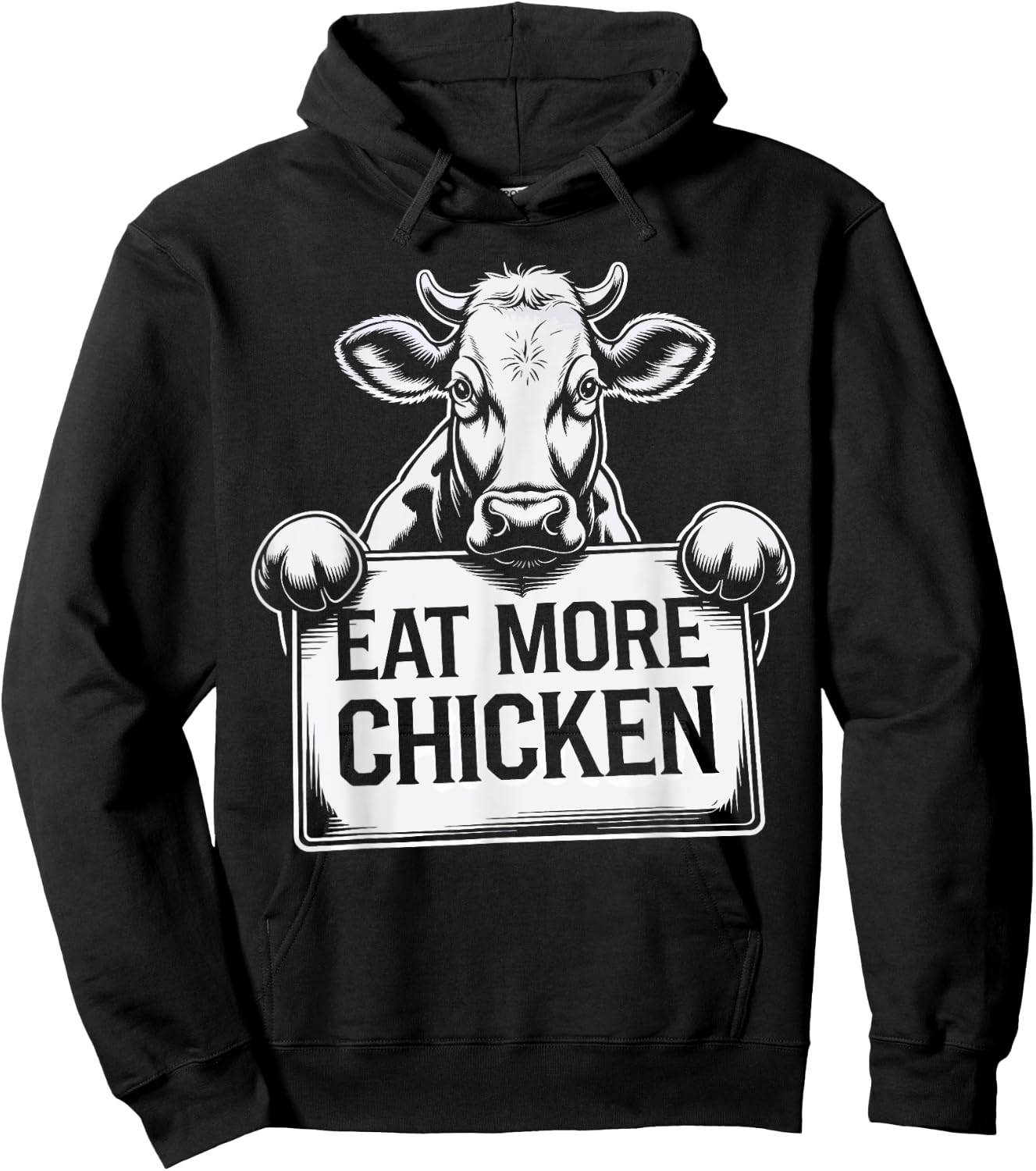 Eat More Chicken Funny Beef Cow Farm Animal Lover Farmer Hoodie - Hoodie | Black