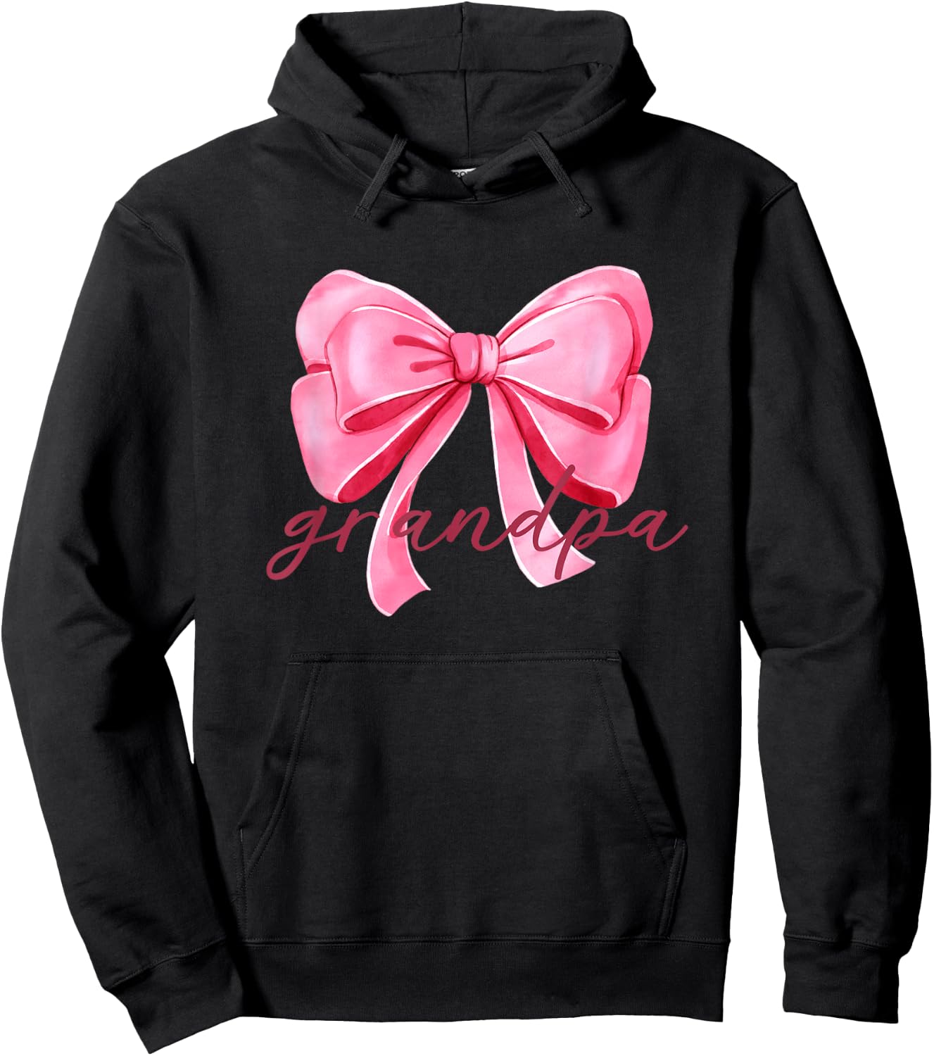 Grandpa Pink Bow Birthday Baby Shower Family Pink Ribbon Hoodie - Hoodie | Black