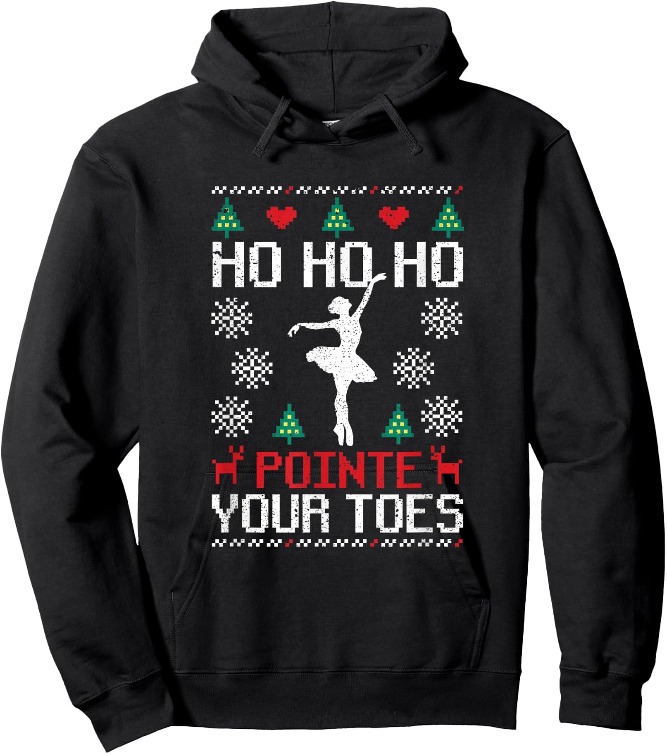 Ho Ho Ho Pointe Your Toes Christmas Ballet Dancing Ballerina Hoodie - Hoodie | Black