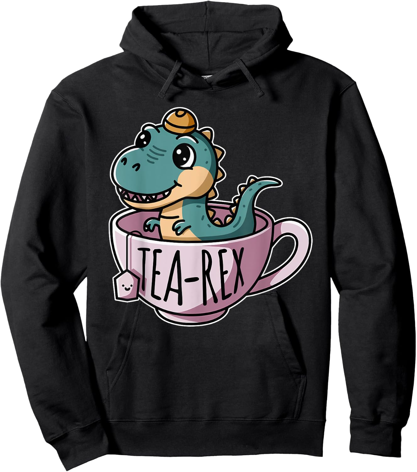 Tea-Rex Cute T-Rex Dinosaur Kawaii Dino Hoodie - Hoodie | Black