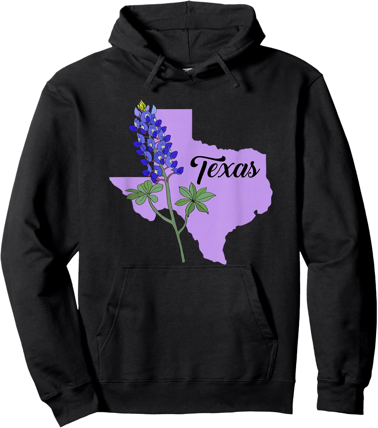 Texas Flower Bluebonnet Hoodie - Hoodie | Black