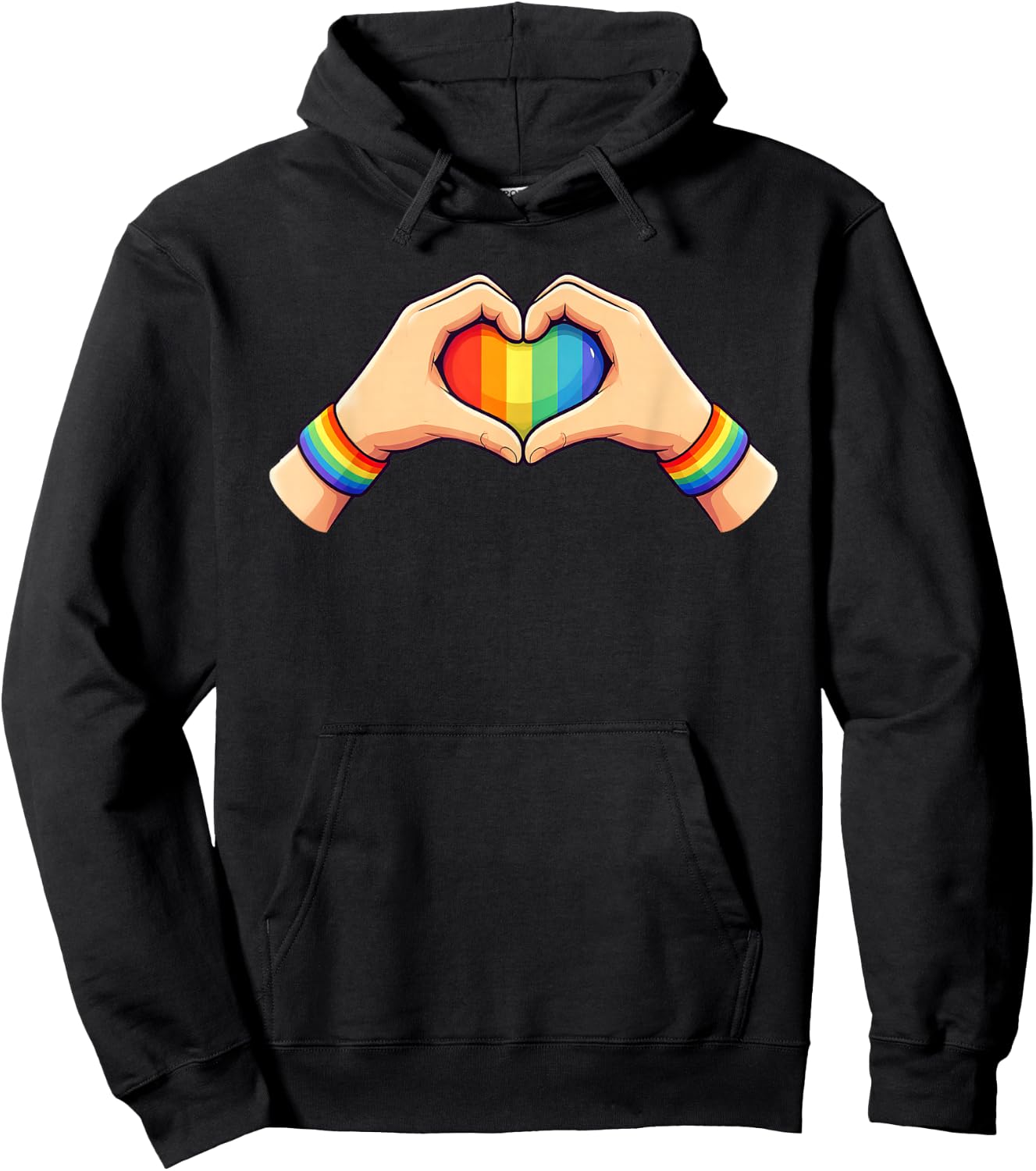 Gay Pride LGBT Rainbow Flag Heart Unity Hoodie - Hoodie | Black