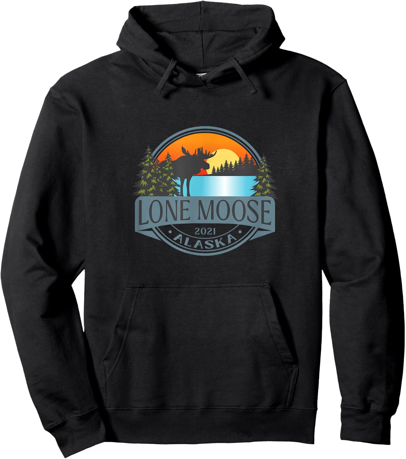 Lone Moose, Alaska 2021 - fictional town Hoodie - Hoodie | Black