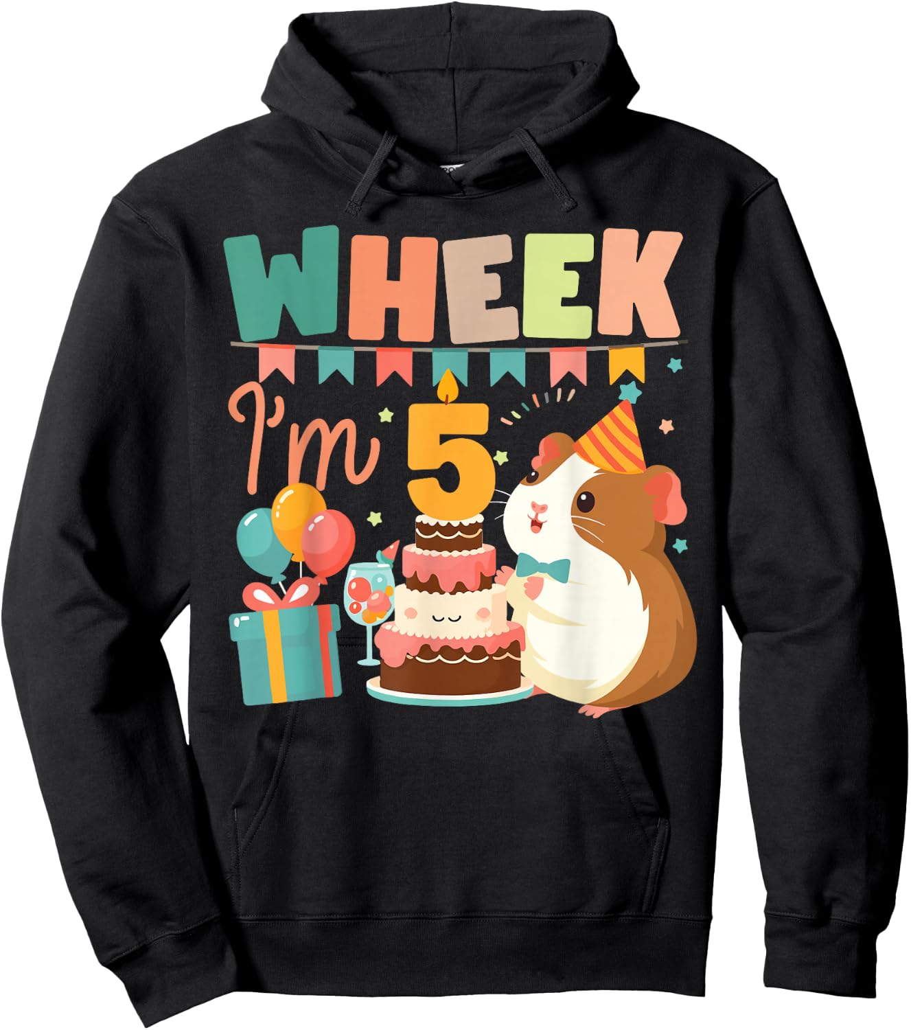 Guinea Pig 5th Birthday Wheek I'm 5 Hoodie - Hoodie | Black