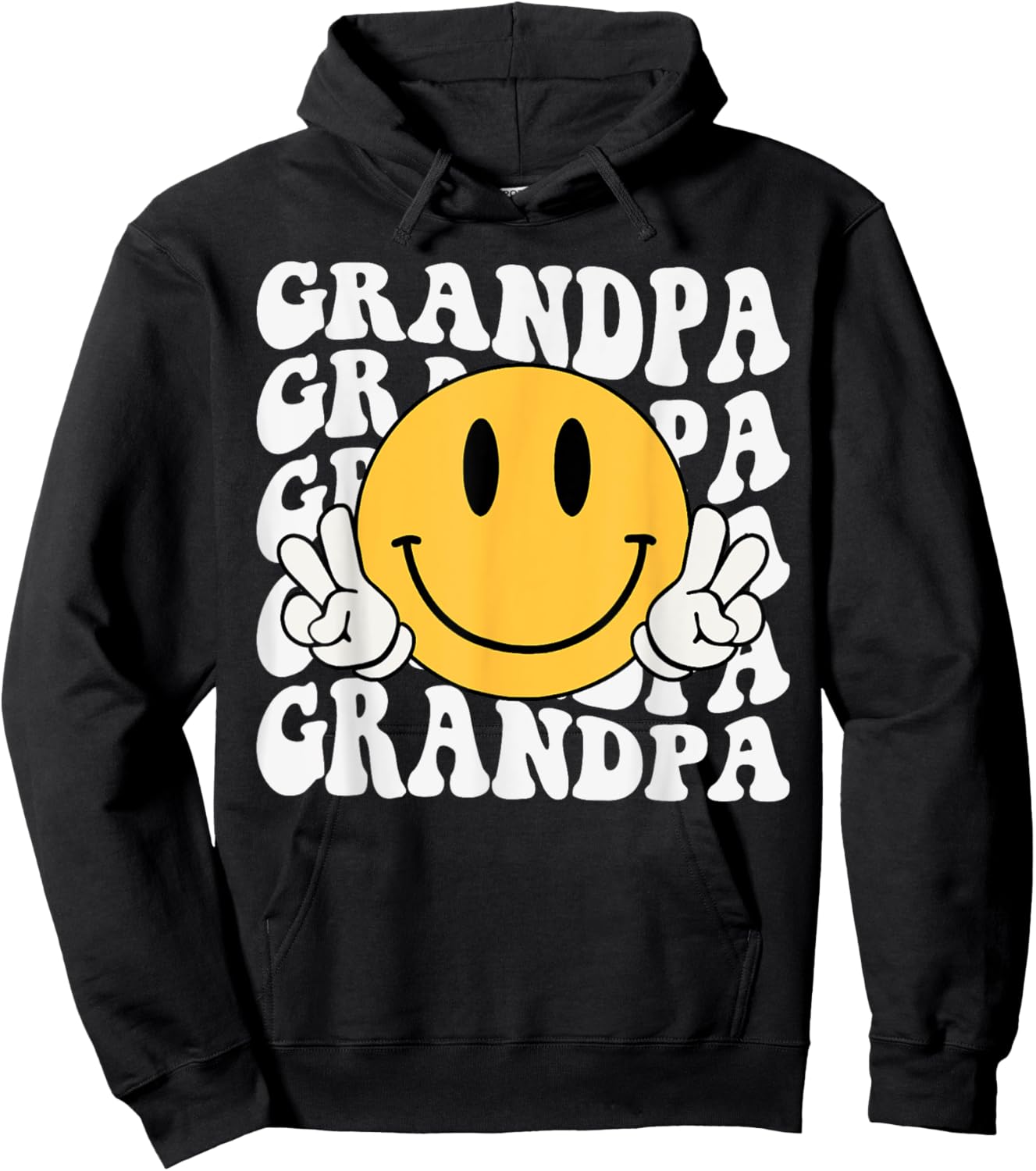 Grandpa One Happy Dude Birthday Family Matching Smile Face Hoodie - Hoodie | Black