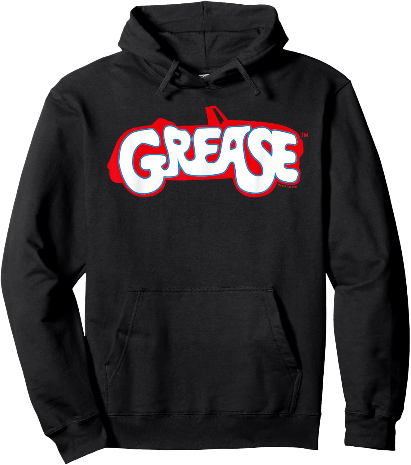 Grease Classic Car Logo in Red and Blue , black Hoodie - Hoodie | Black