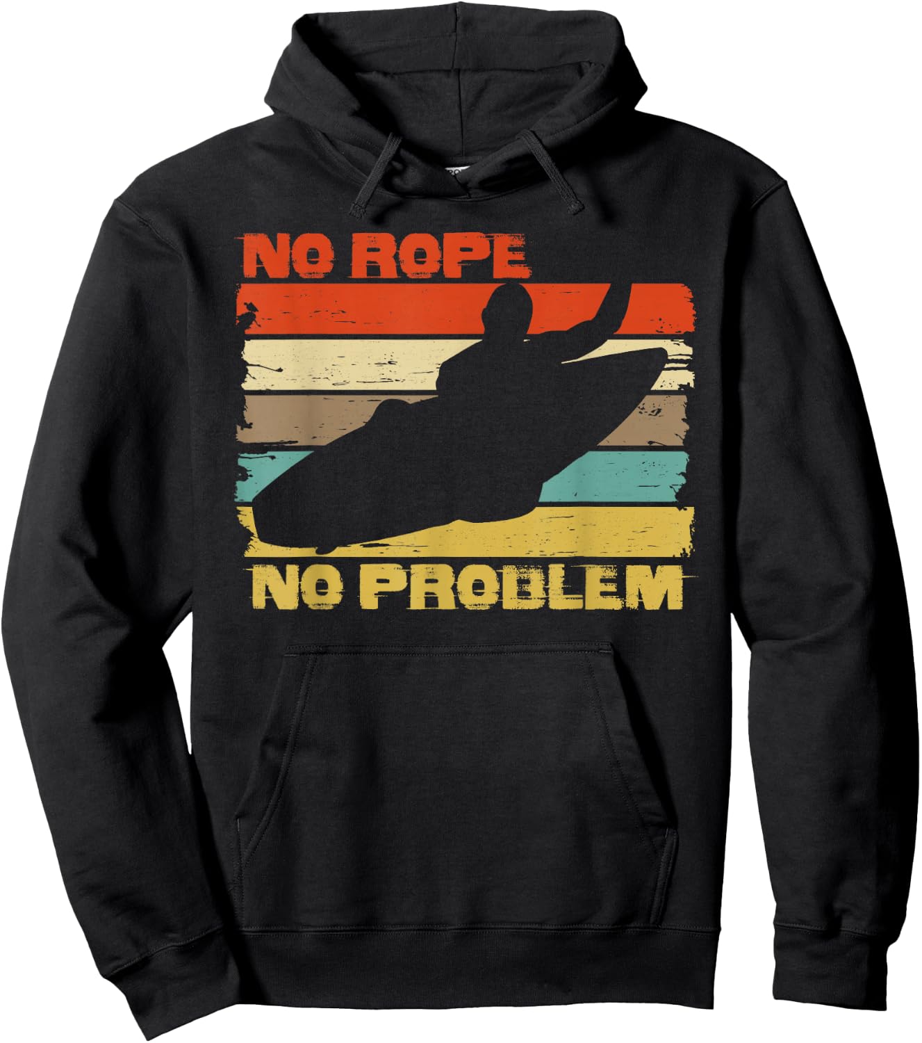 Wakesurfing wake surf vintage NO ROPE shirt for wakesurfer Hoodie - Hoodie | Black