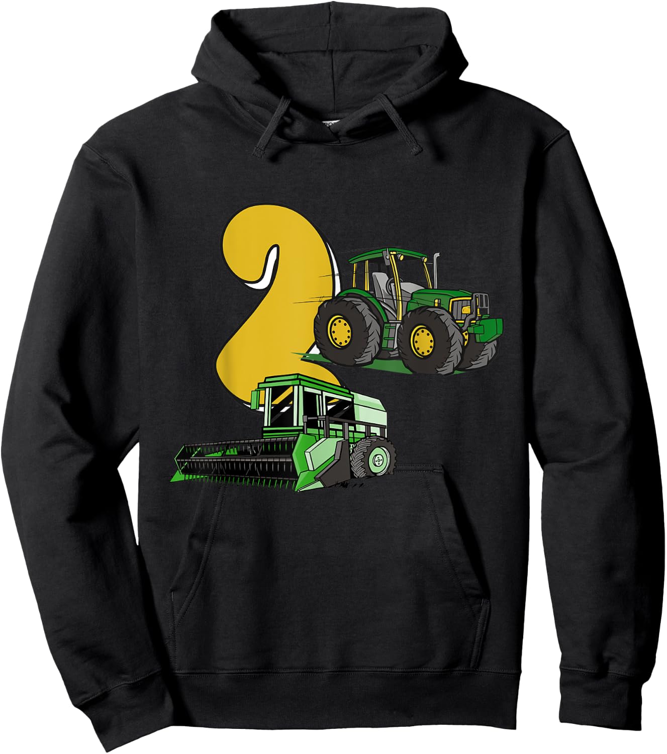 2. Geburtstag Junge, Traktor, Mähdrescher, Bauernhof Kinder Hoodie - Hoodie | Black