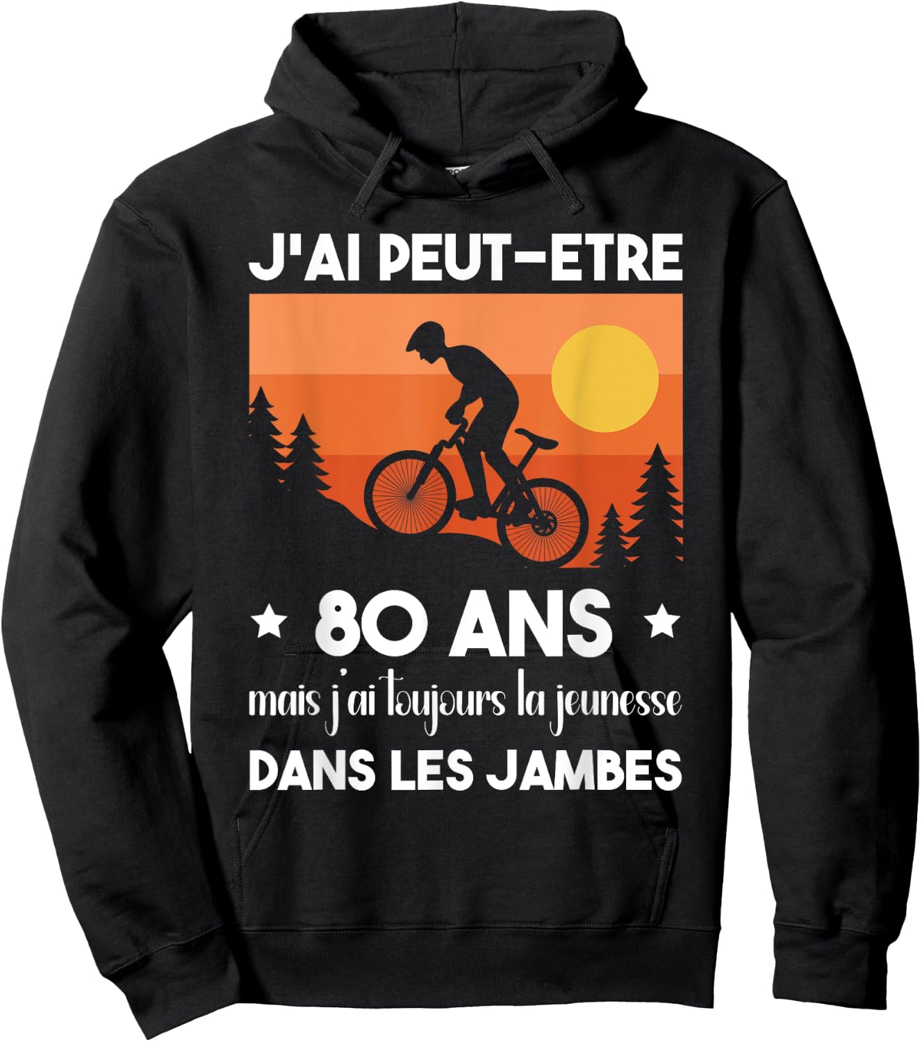 80 Years Birthday Bicycle Vintage Humor Cycling , Black, S Hoodie - Hoodie | Black