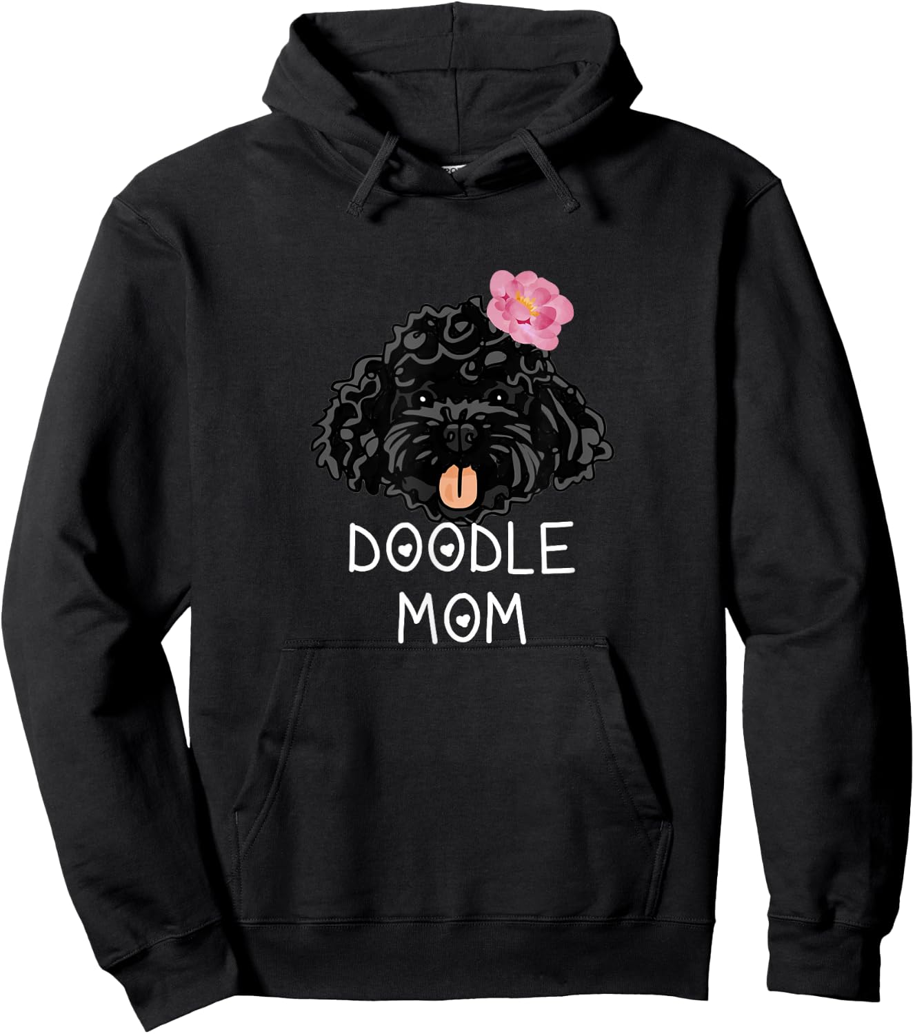 Cute Black Labradoodle doodle with flower Hoodie - Hoodie | Black