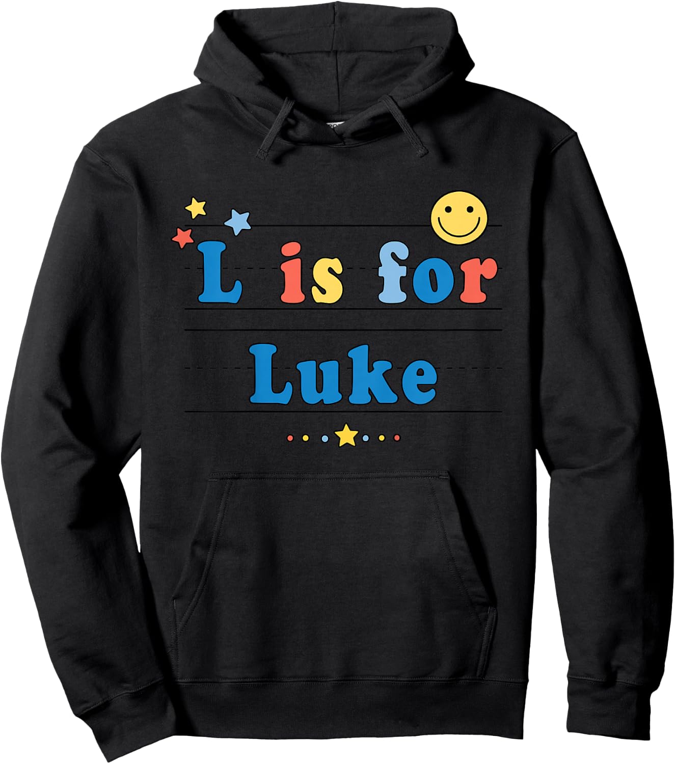 Kids Luke Name Shirt Alphabet L is for Luke Hoodie - Hoodie | Black