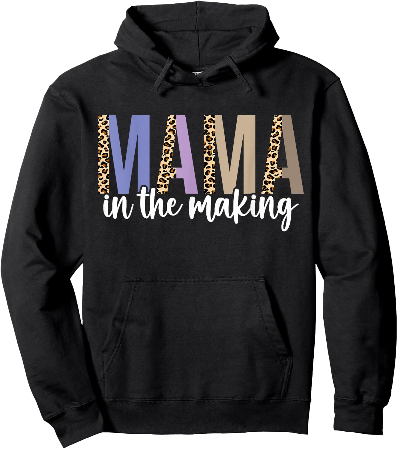 Leopard Mama in the Making Pregnancy Announcement Mommy Mom Hoodie - Hoodie | Black