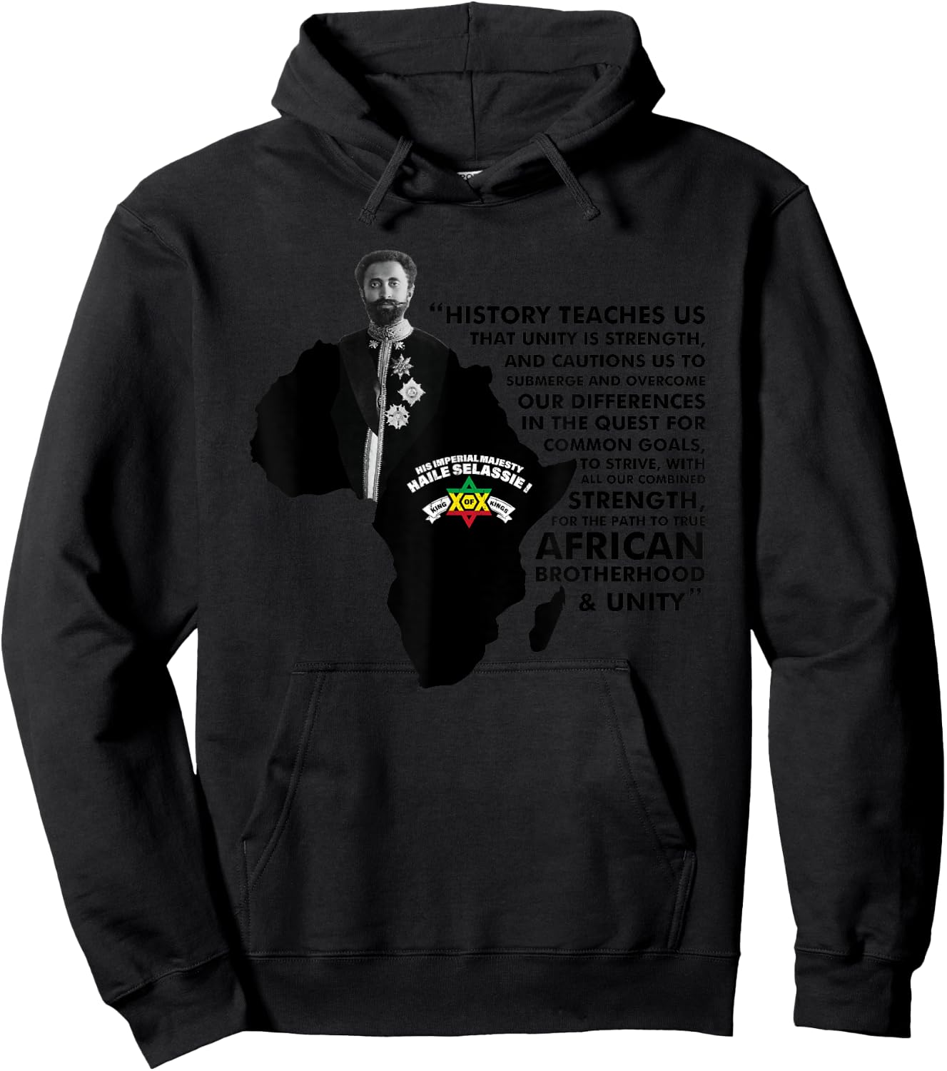 Haile Selassie Quote - History Teaches Us Hoodie - Hoodie | Black