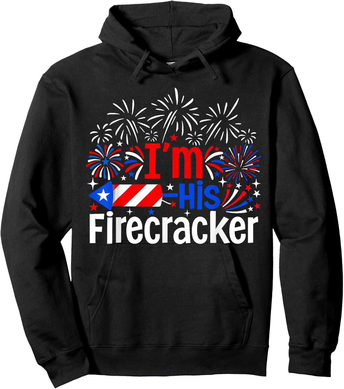 I'm His Firecracker 4th of July Couples Fireworks Hoodie - Hoodie | Black