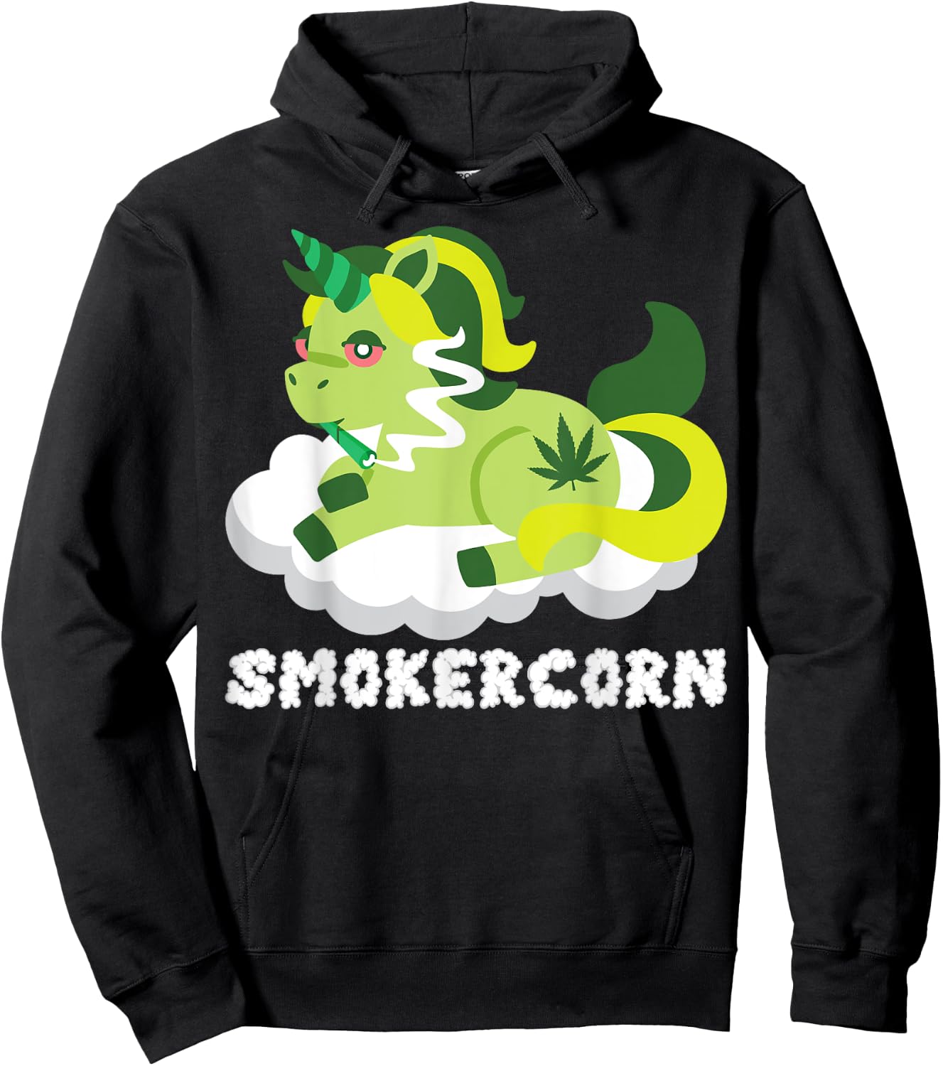 Smokercorn Unicorn 420 Weed Cannabis Marijuana Stoner Gift Hoodie - Hoodie | Black